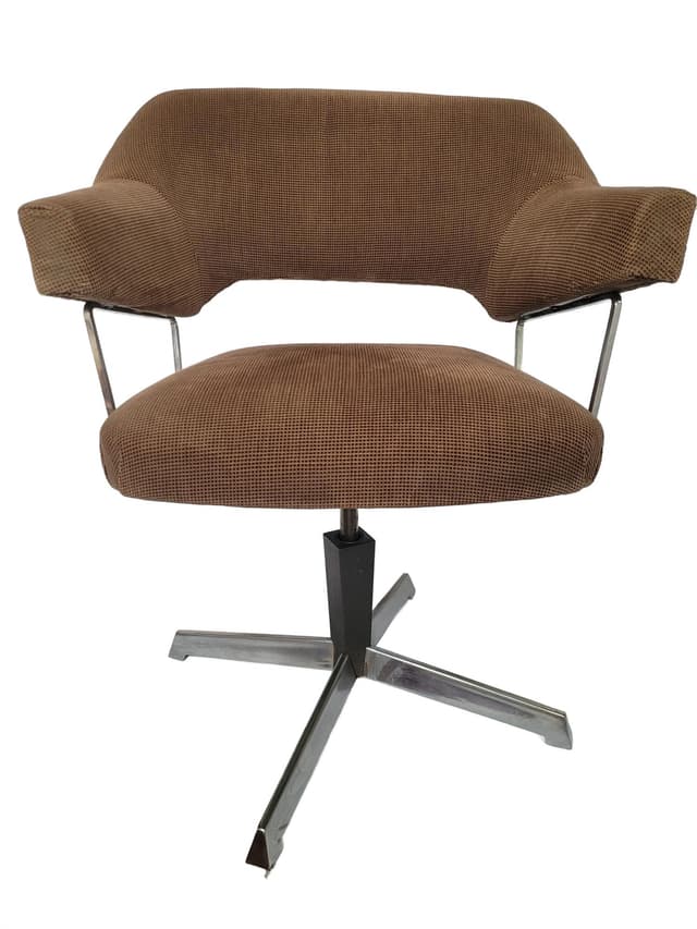 Swivel Office Chair, brown corduroy, chrome, Germany, 1960s. - DIMENSION