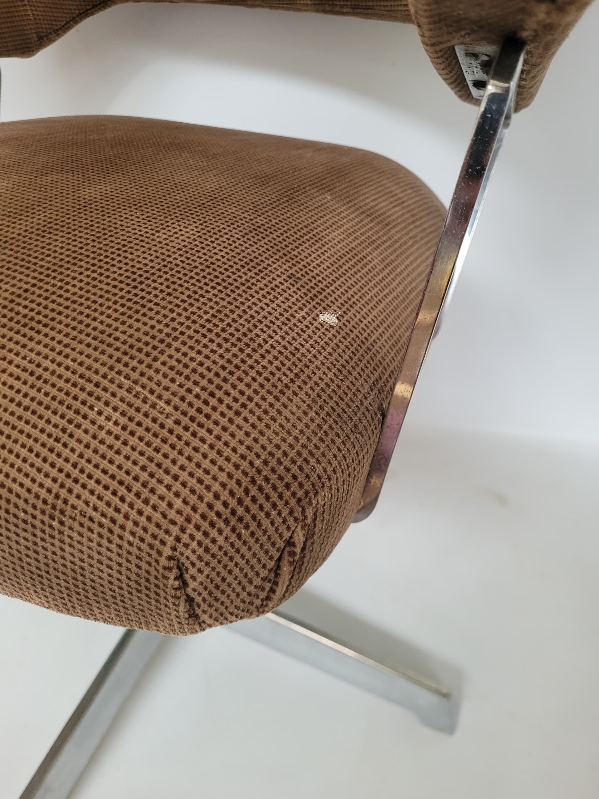 Swivel Office Chair, brown corduroy, chrome, Germany, 1960s. - 344786