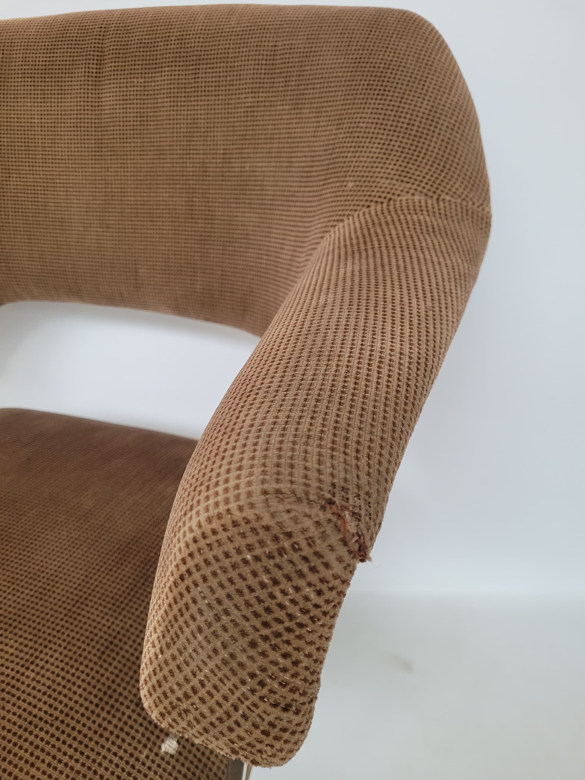Swivel Office Chair, brown corduroy, chrome, Germany, 1960s. - 344789