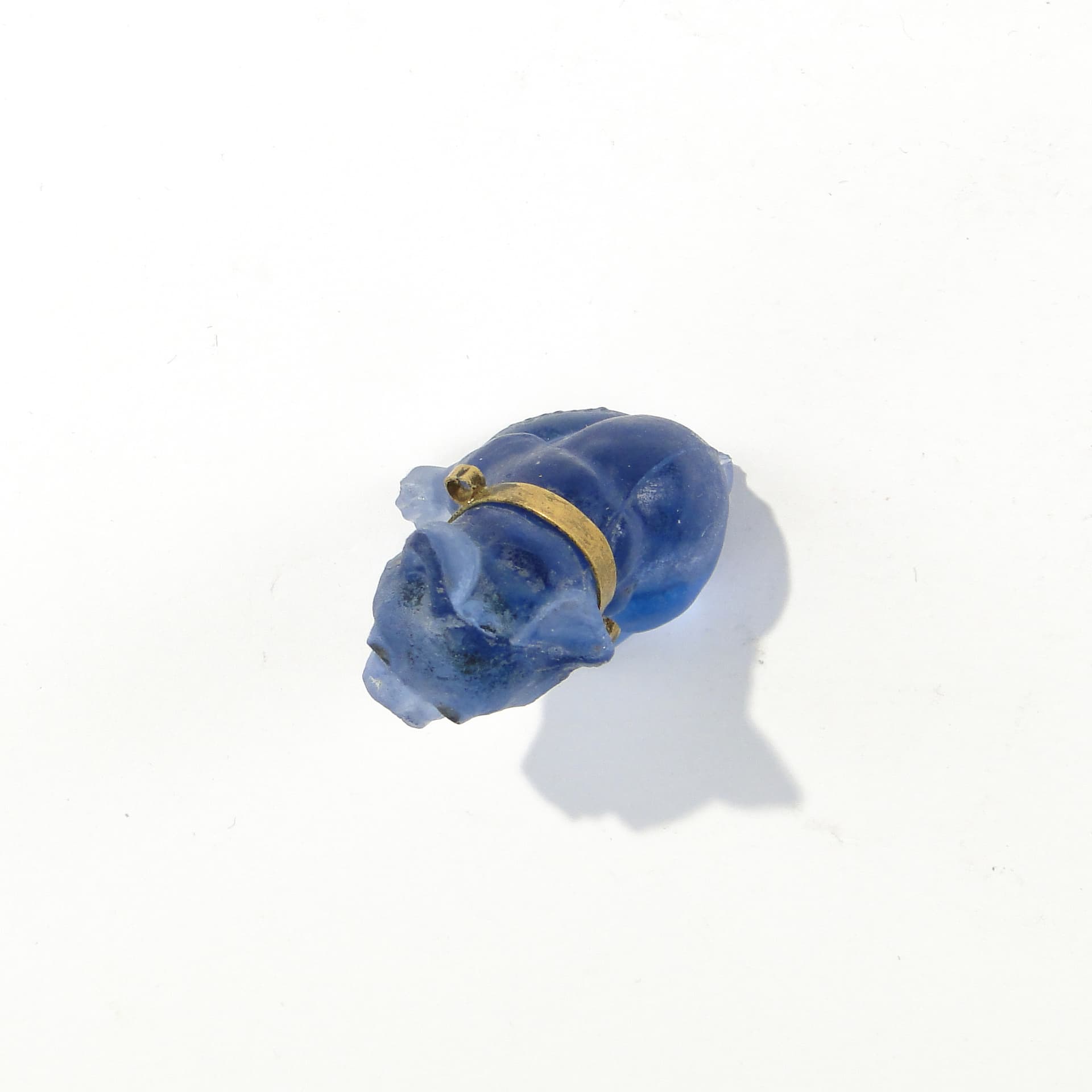 Bulldog Figurine, frosted blue glass, Czechoslovakia, early 20th c. - 344848