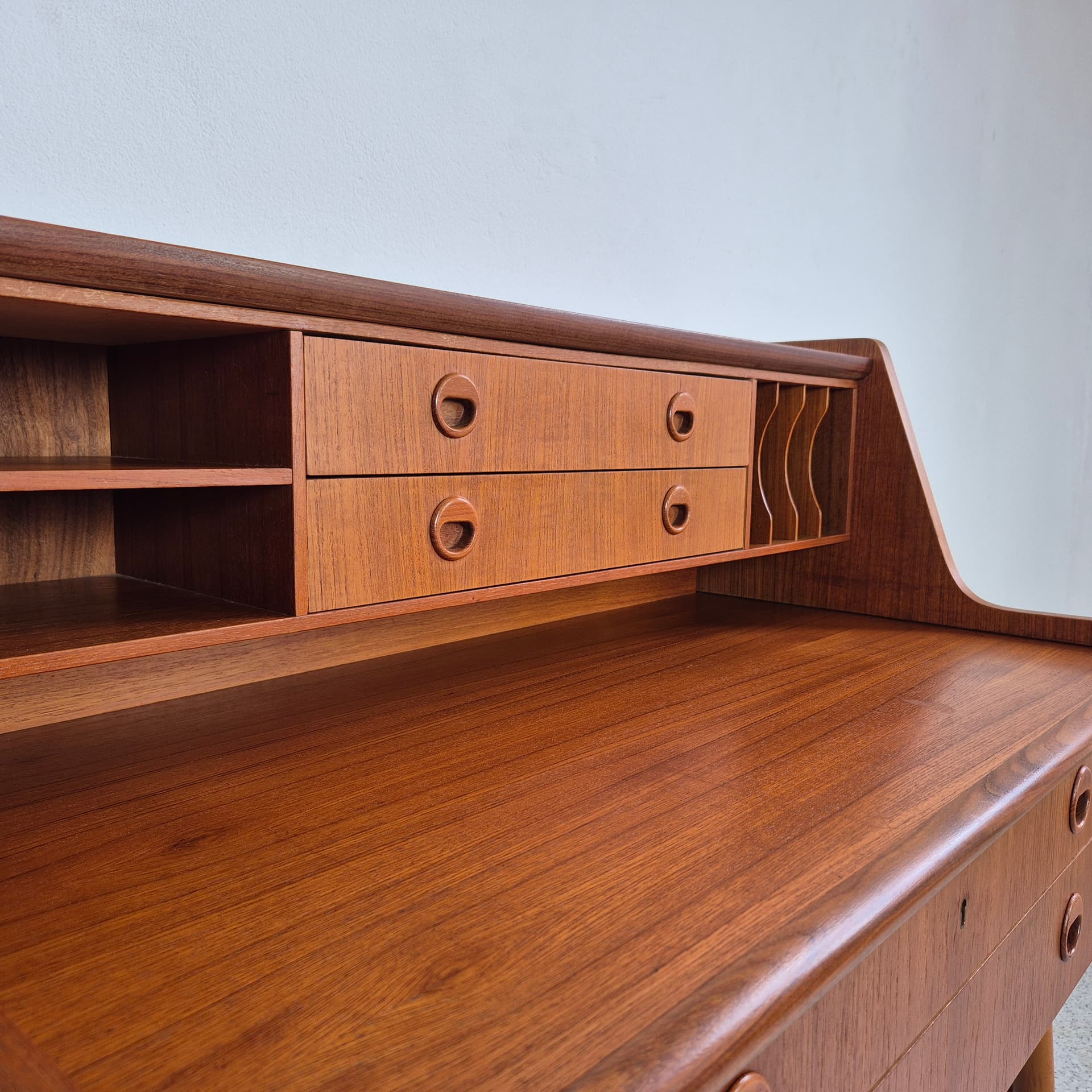 Secretary desk, brown teak, Bröderna Gustafssons, Sweden, 1960s. - 344880
