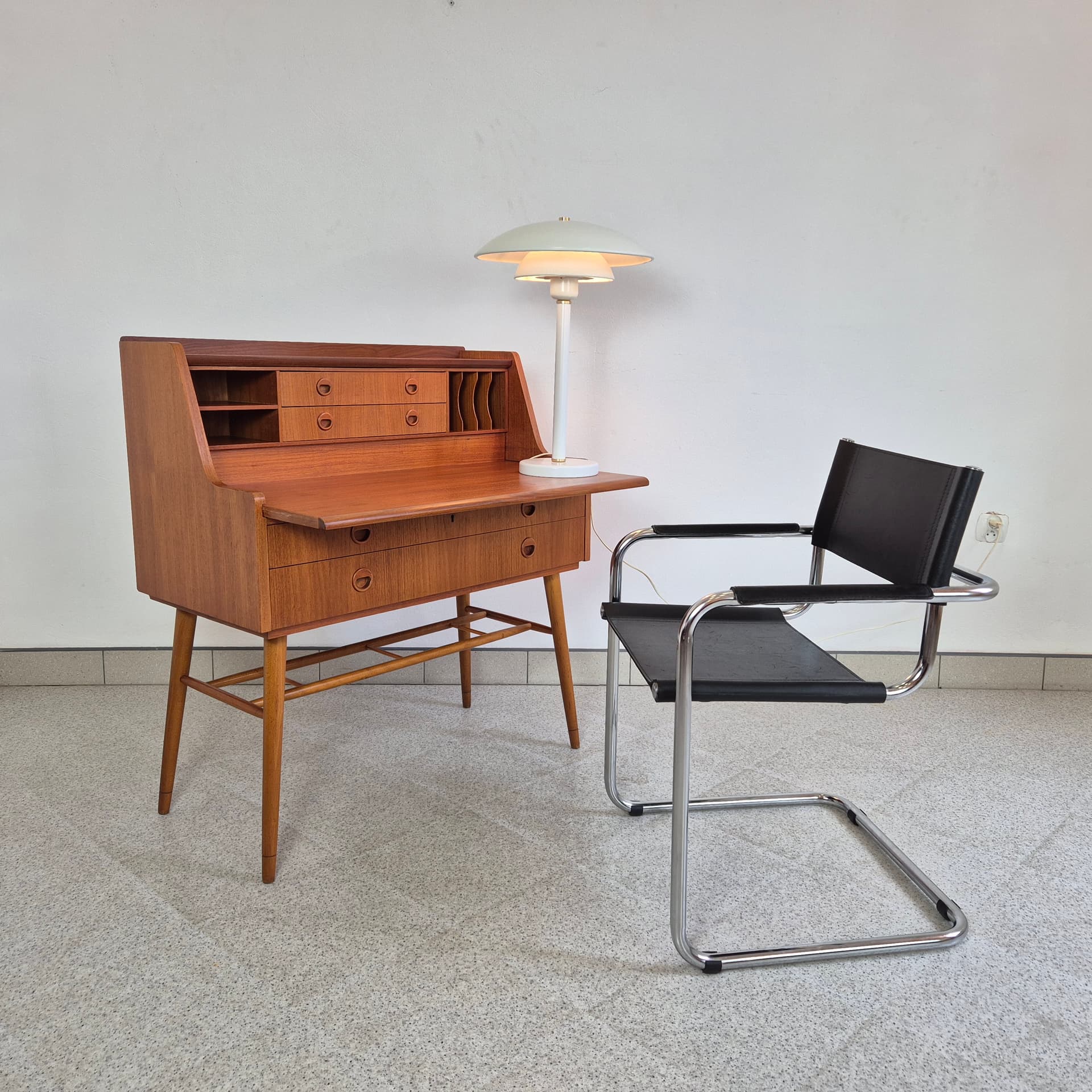 Secretary desk, brown teak, Bröderna Gustafssons, Sweden, 1960s. - 344879
