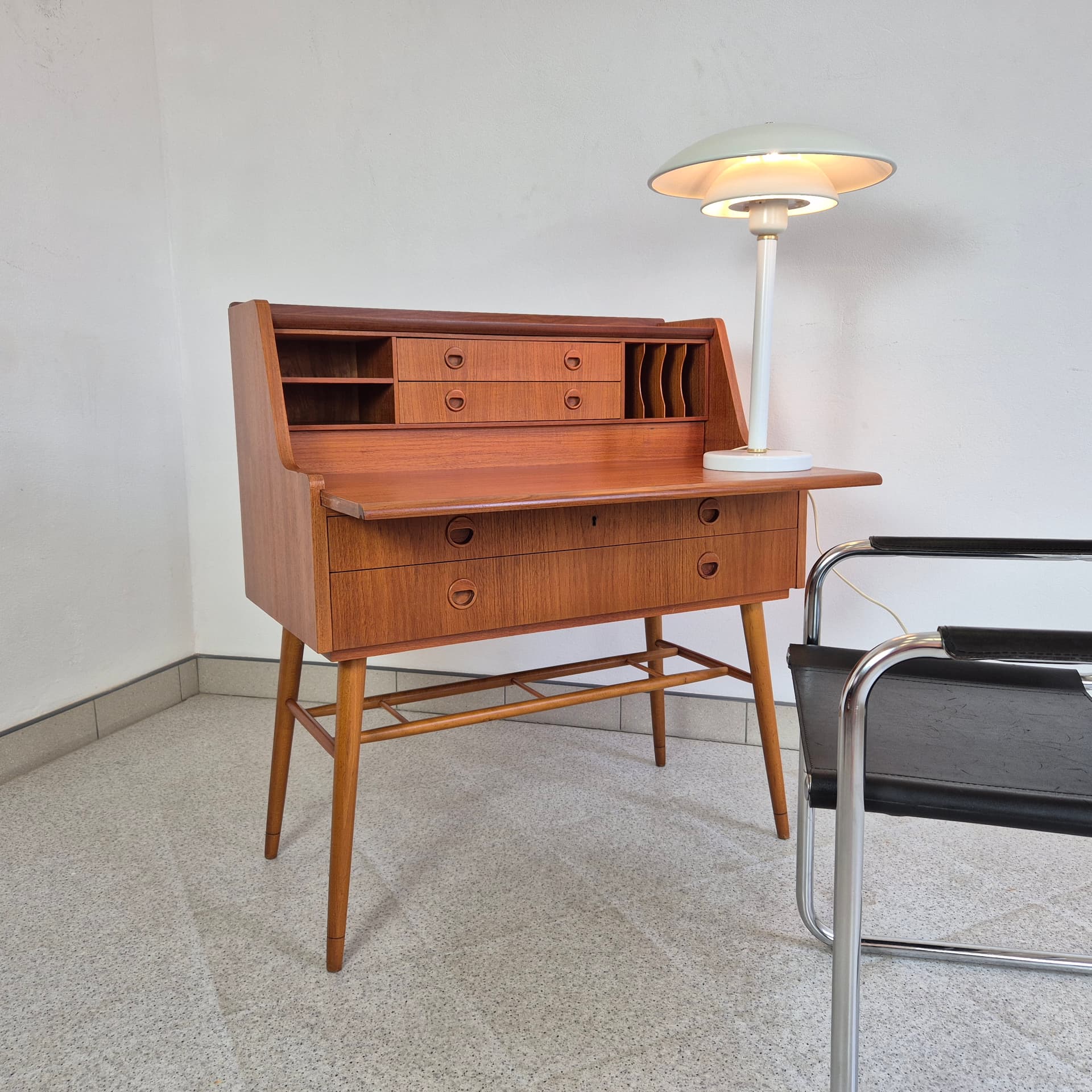Secretary desk, brown teak, Bröderna Gustafssons, Sweden, 1960s. - 344878