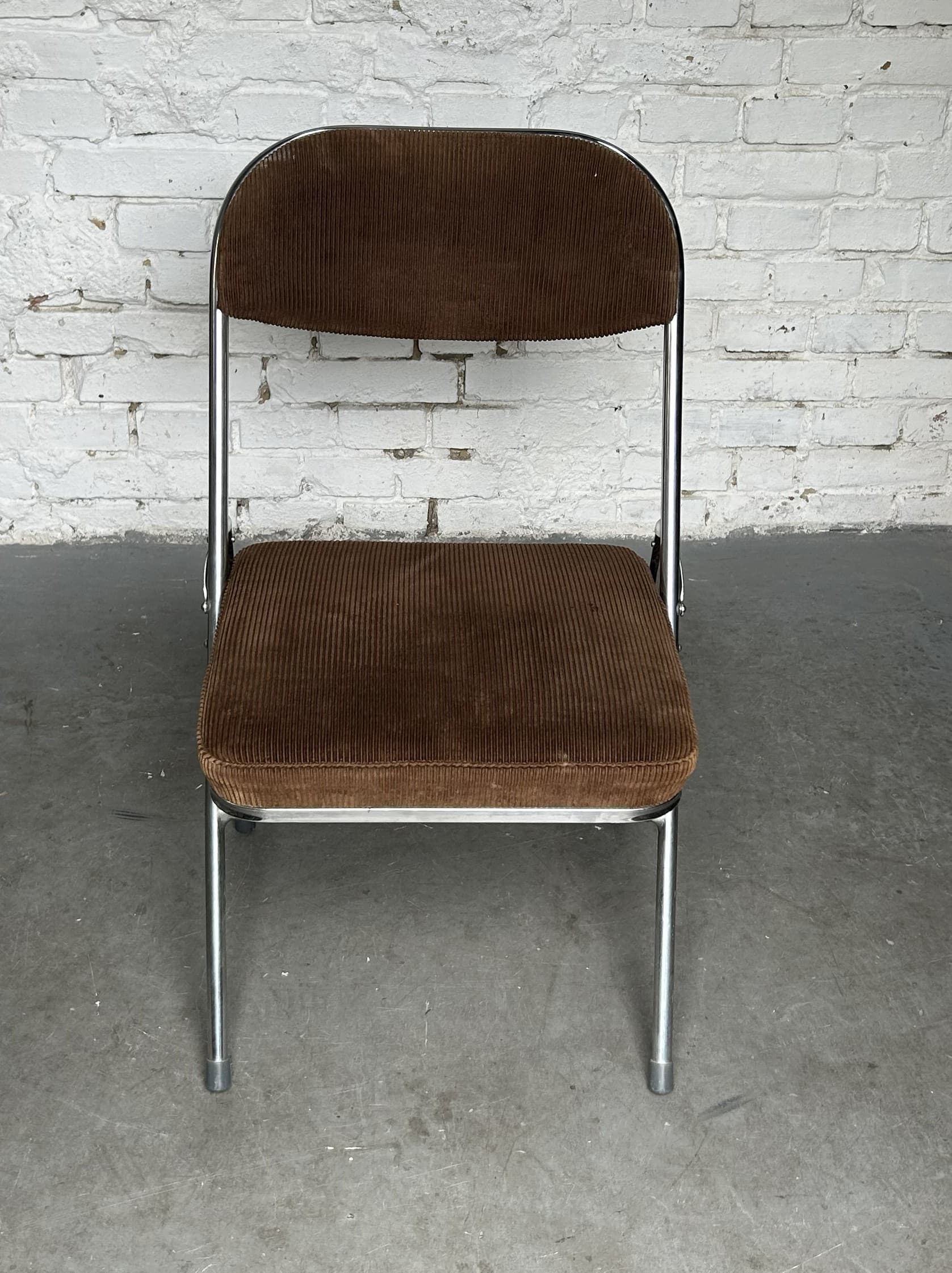 Folding chair Bauhaus, dark brown corduroy, chrome, 1970s. - 344909
