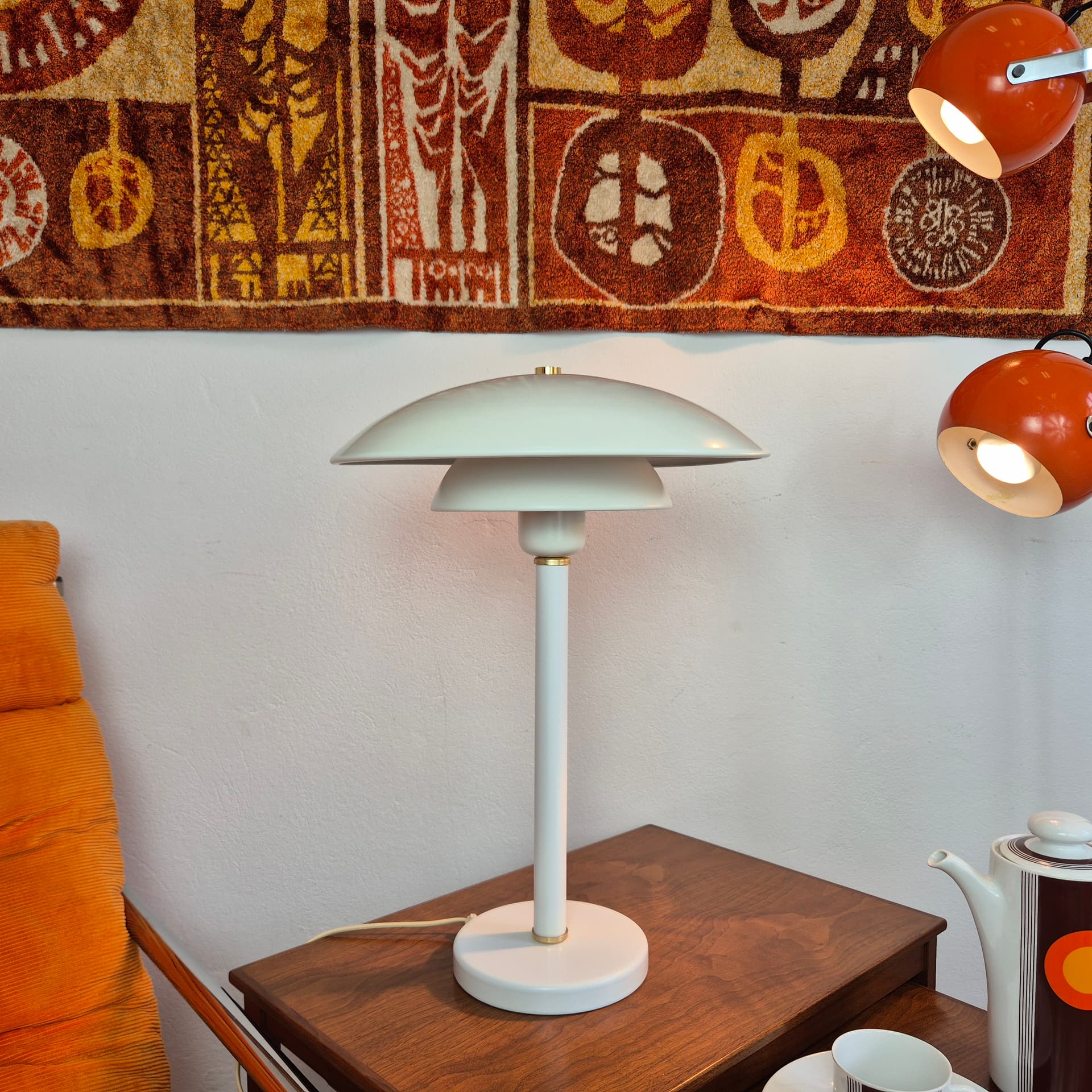 Desk lamp Belid B911, white metal, gold brass, Belid, Sweden, 1980s. - 344926
