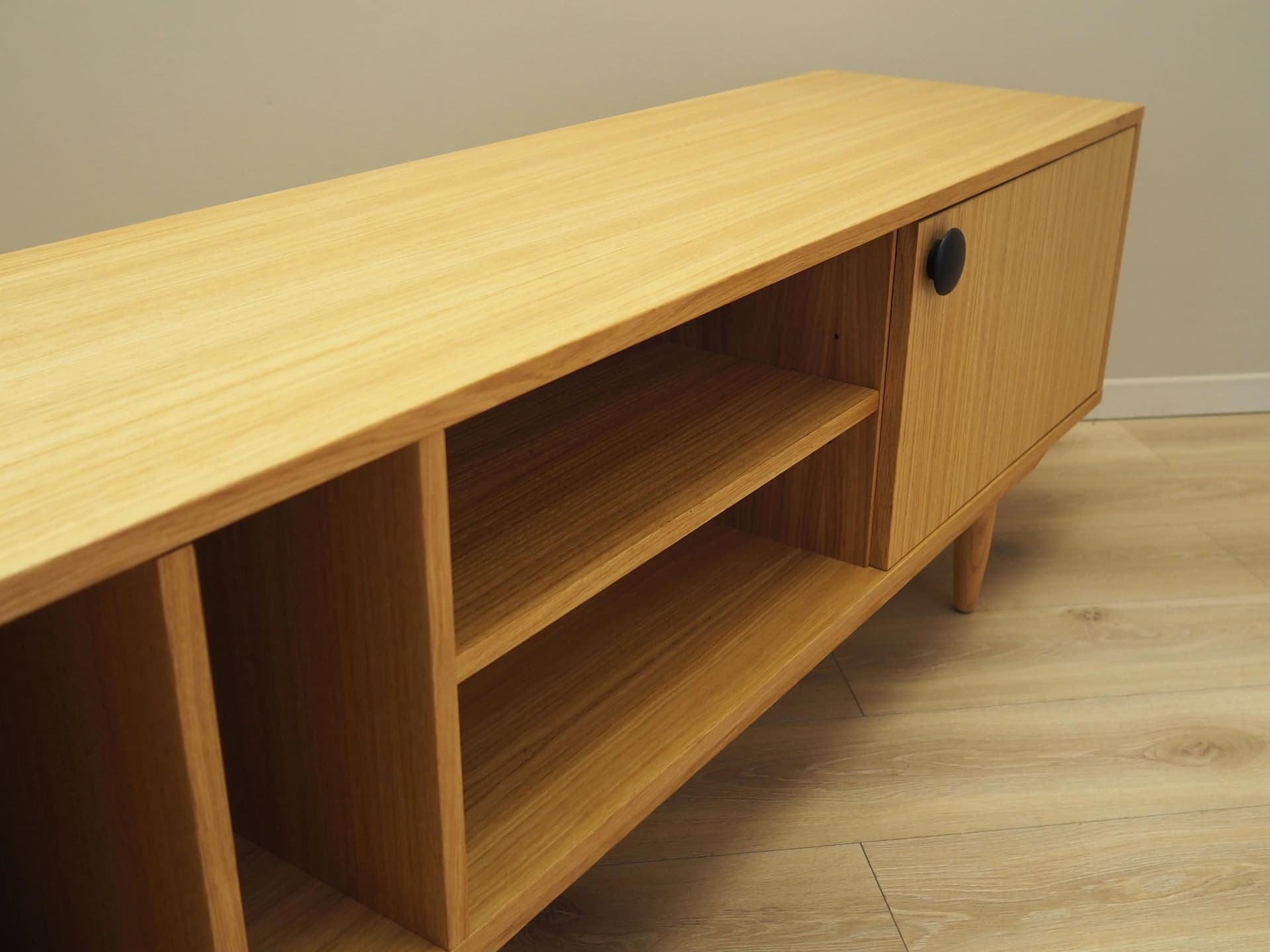 Sideboard, skandynawski, dąb żółty, Polska, lata 60. - 25852