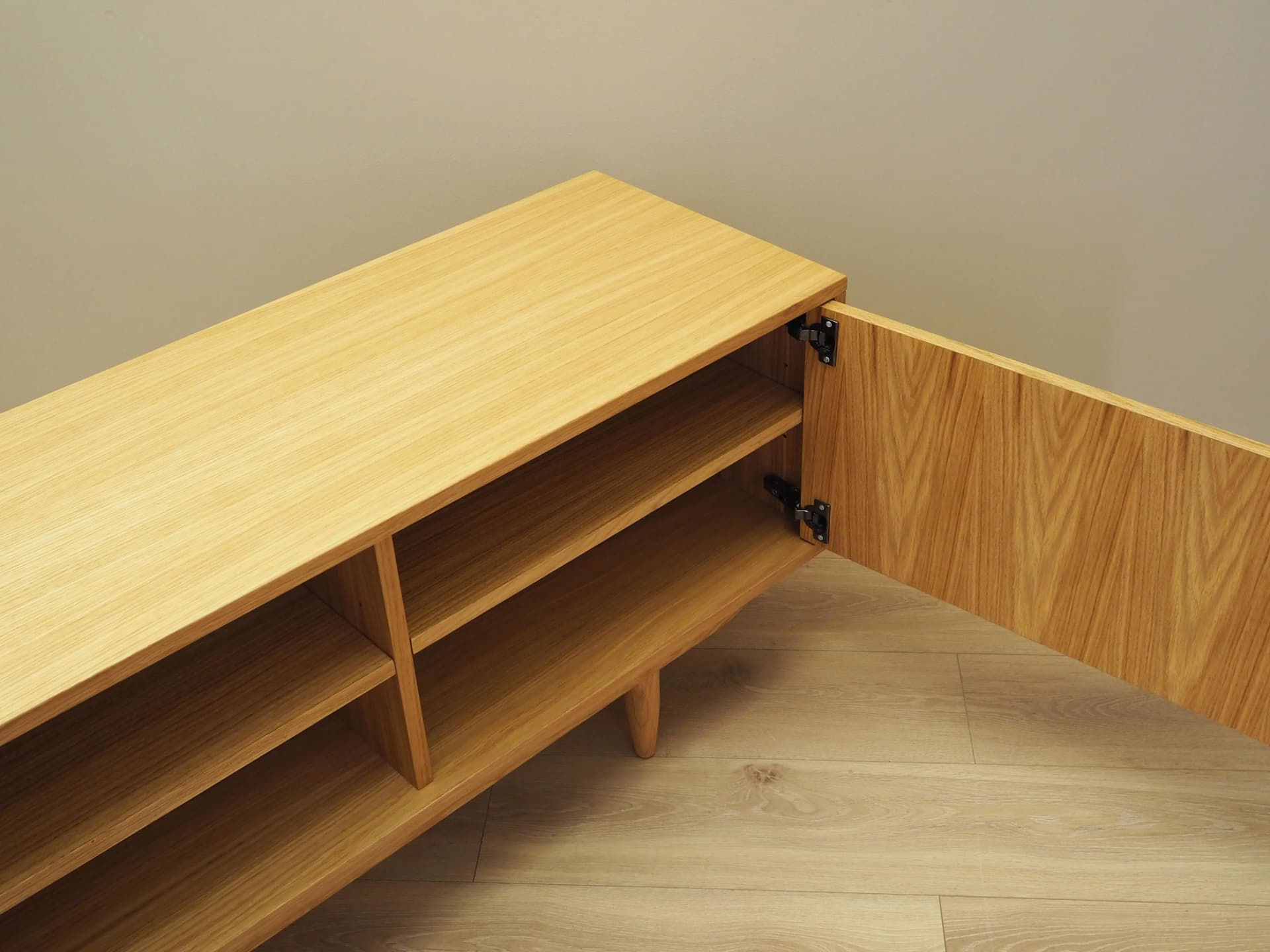 Sideboard, skandynawski, dąb żółty, Polska, lata 60. - 25853