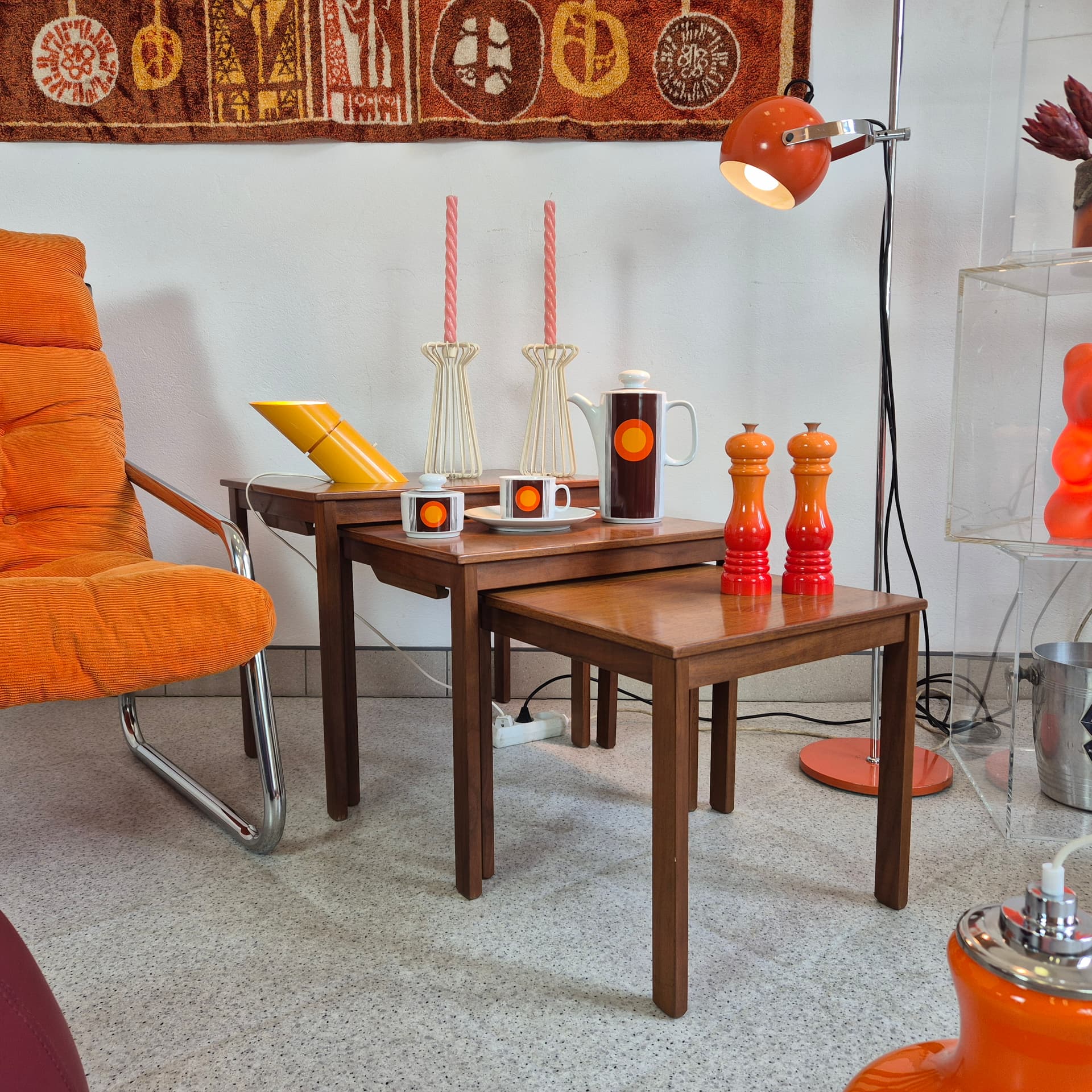 Set of Modular Tables, brown wood, Denmark, 1960s. - 344972
