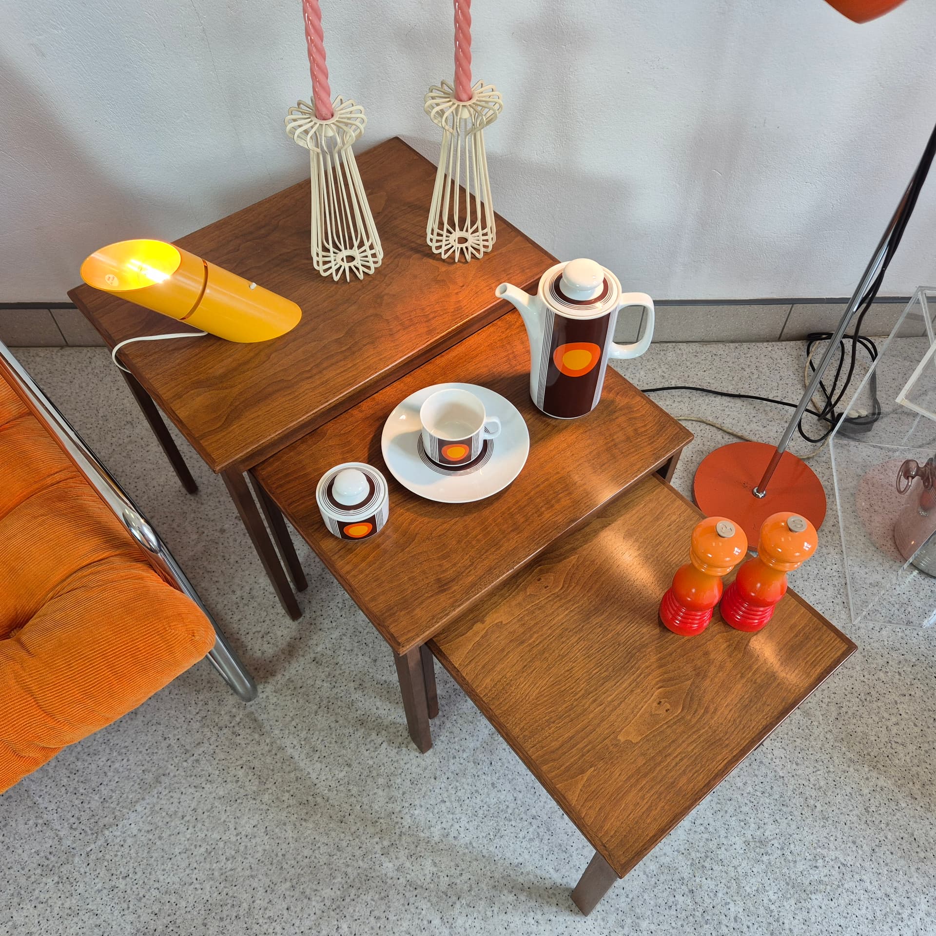 Set of Modular Tables, brown wood, Denmark, 1960s. - 344974