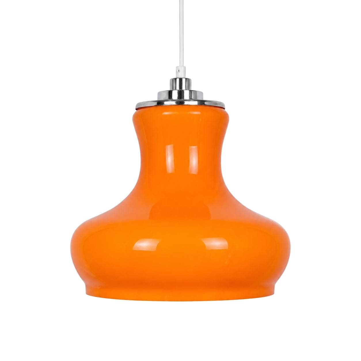 Pendant lamp, orange glass, silver chrome, Germany, 1960s.