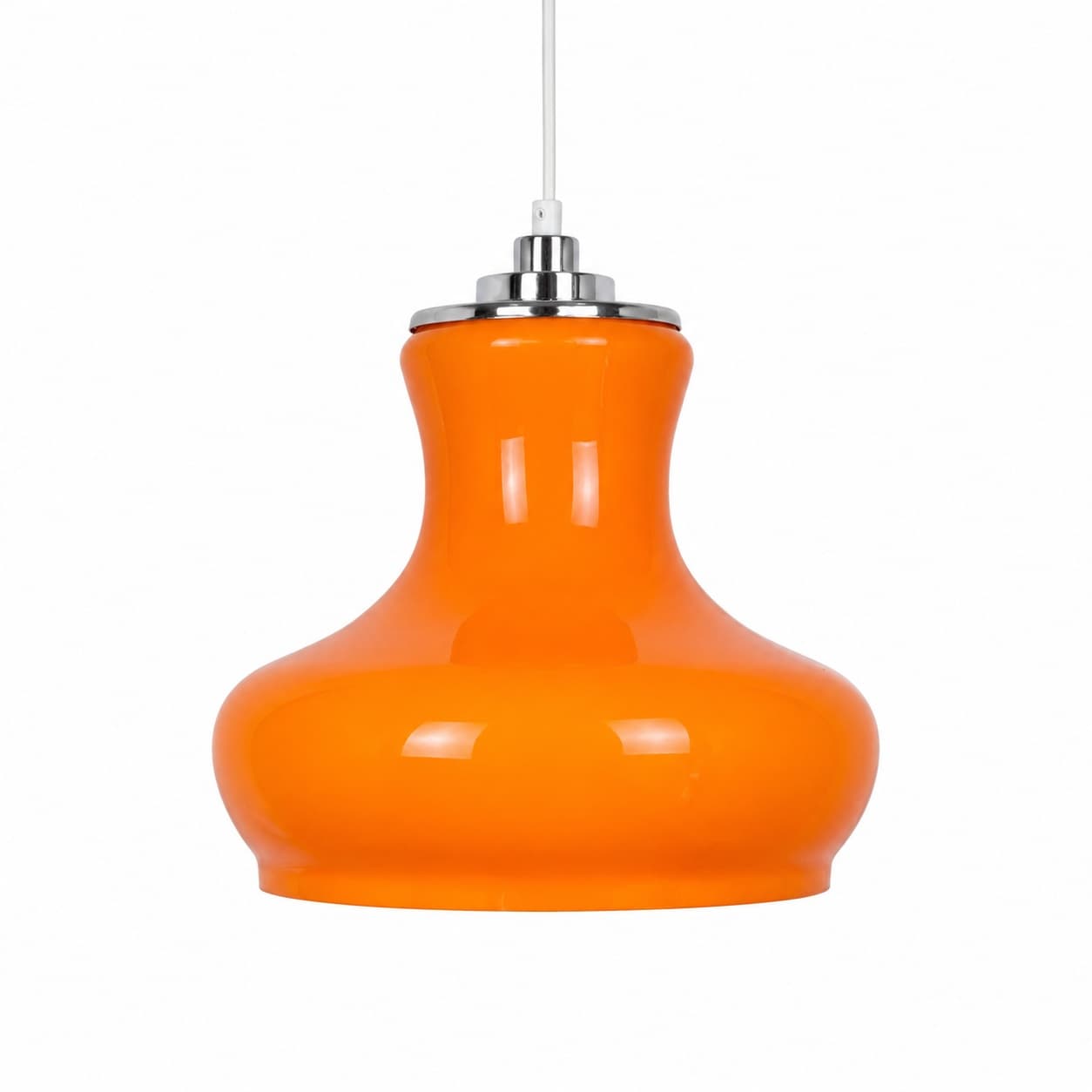 Pendant lamp, orange glass, silver chrome, Germany, 1960s. - 344975