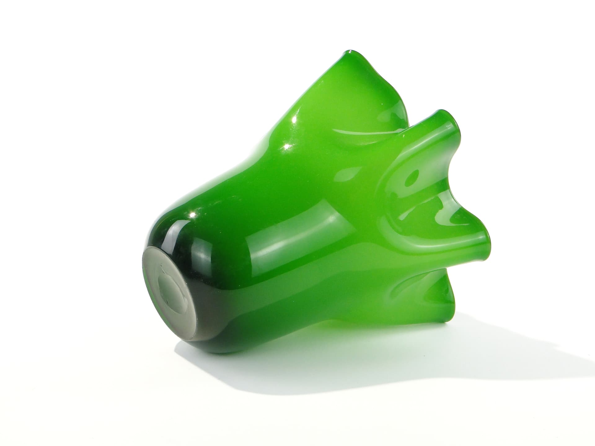 Chusta vase, green white glass, Józefina Glassworks Krosno, Poland, 1980s. - 345024