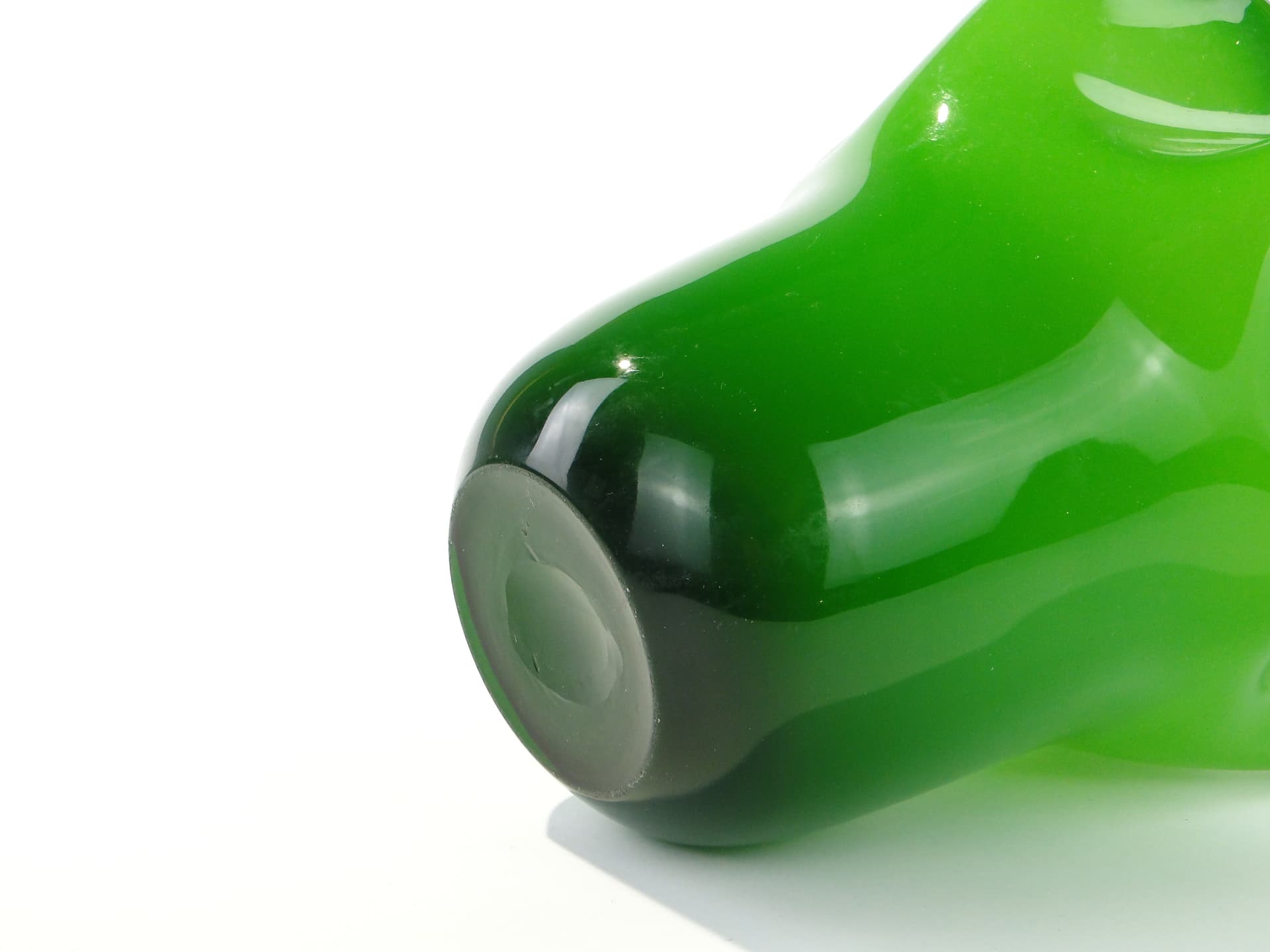 Chusta vase, green white glass, Józefina Glassworks Krosno, Poland, 1980s. - 345021