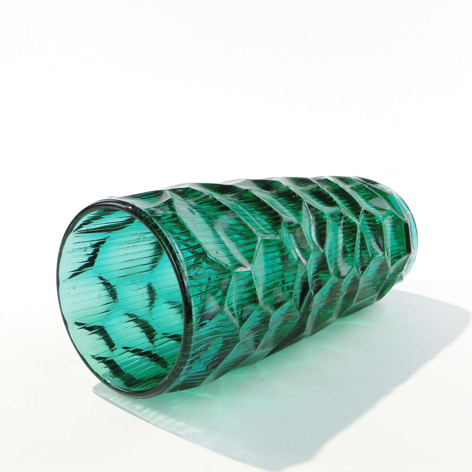 Vase Okulus, green glass, by J. S. Drost, Ząbkowice, Poland, 1960s - 345076