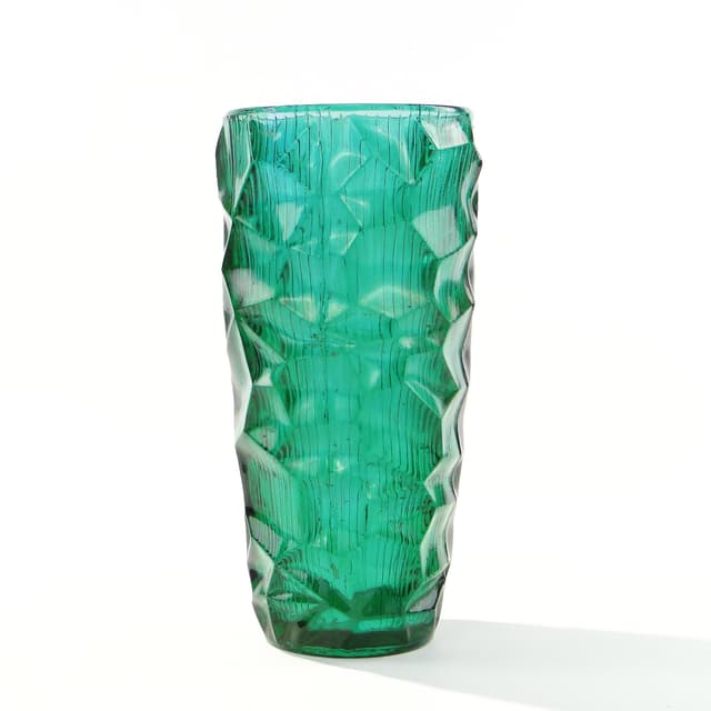 Vase Okulus, green glass, by J. S. Drost, Ząbkowice, Poland, 1960s - DIMENSION