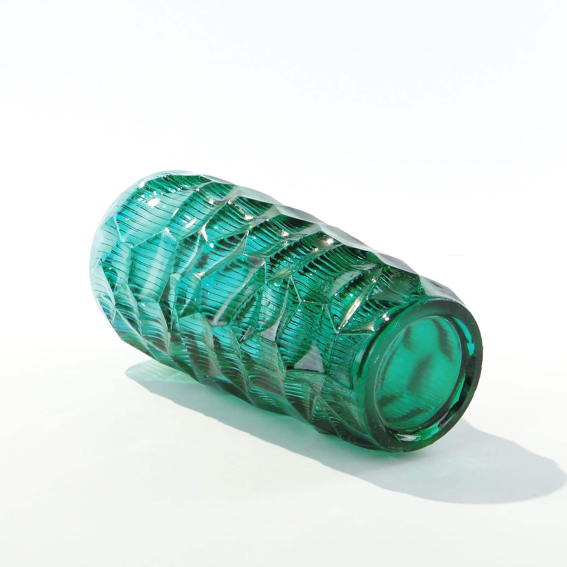 Vase Okulus, green glass, by J. S. Drost, Ząbkowice, Poland, 1960s - 345077