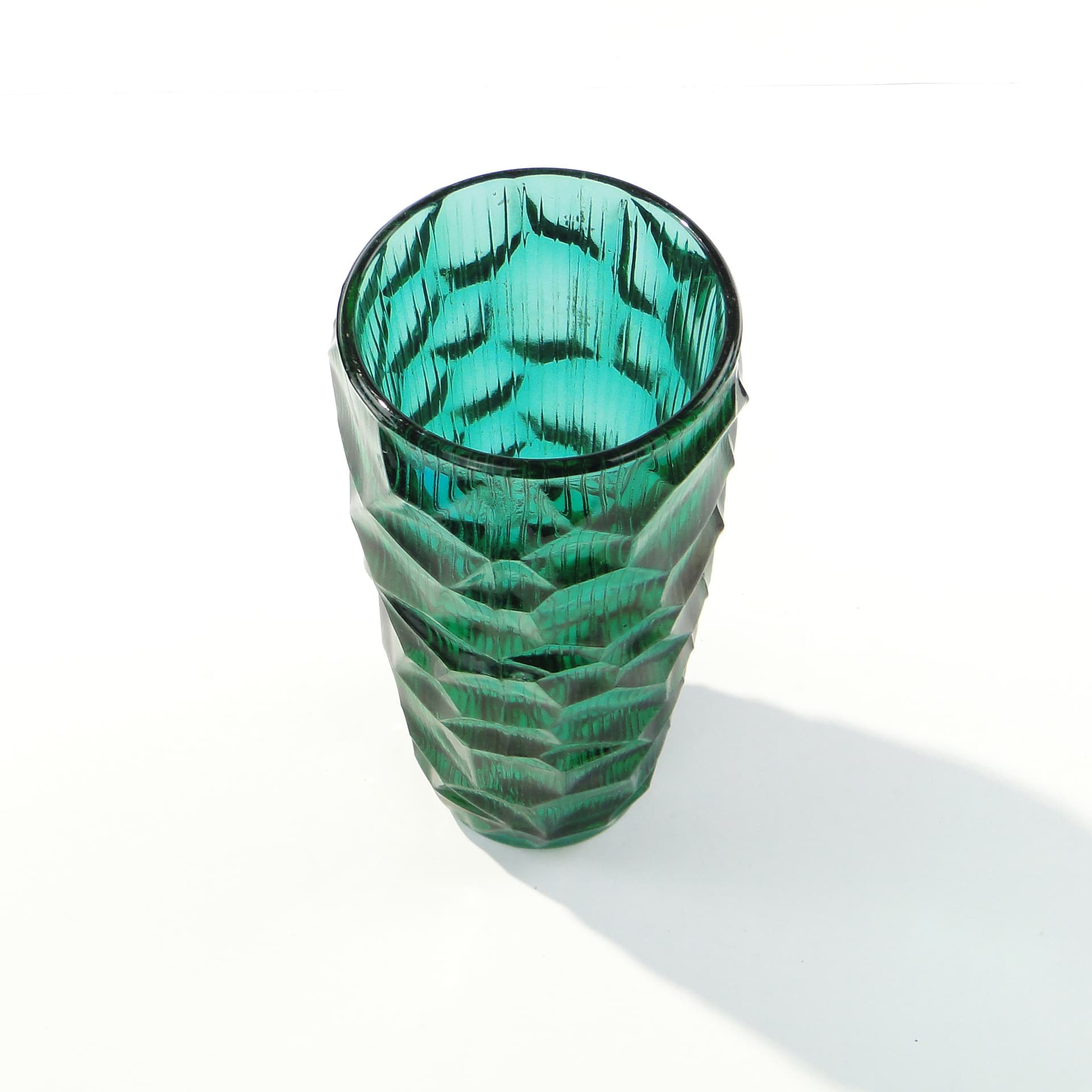 Vase Okulus, green glass, by J. S. Drost, Ząbkowice, Poland, 1960s - 345073