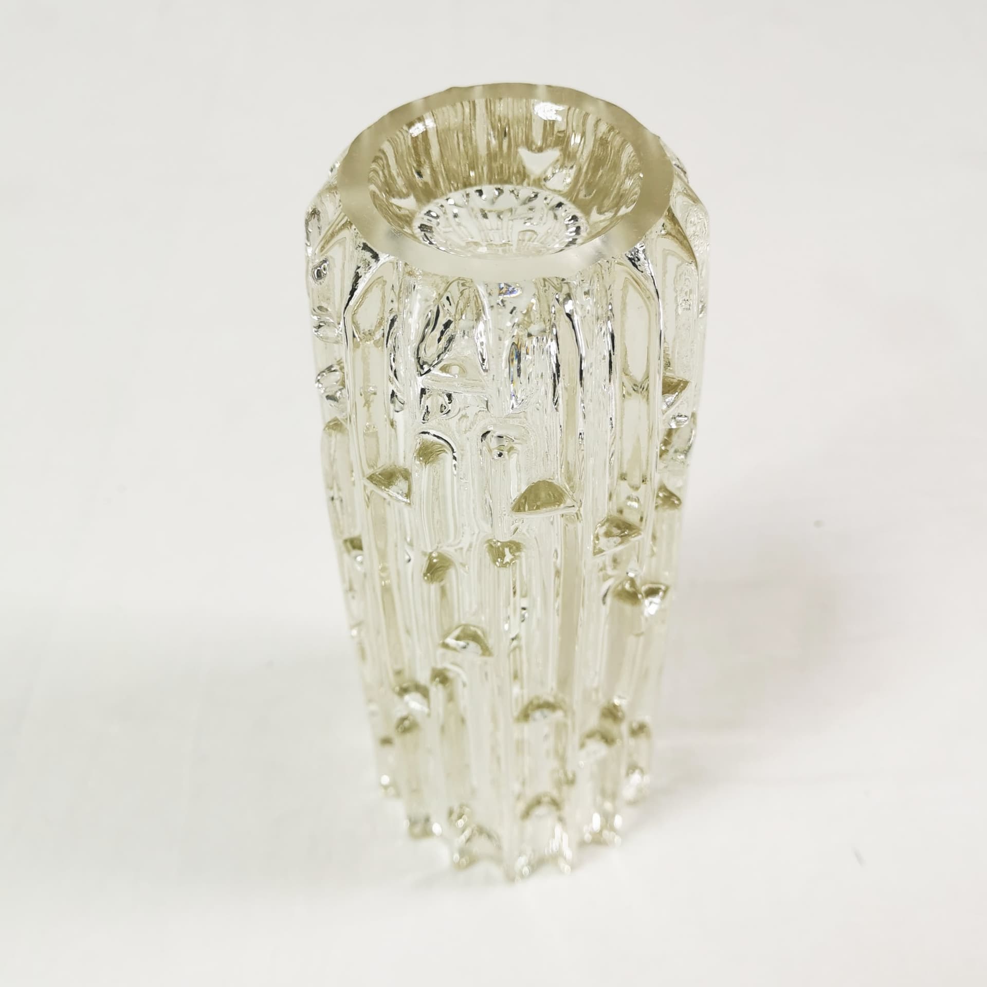 Vase Labyrint, transparent amber glass, by F. Vizner, Czechoslovakia, 1960s. - 345087