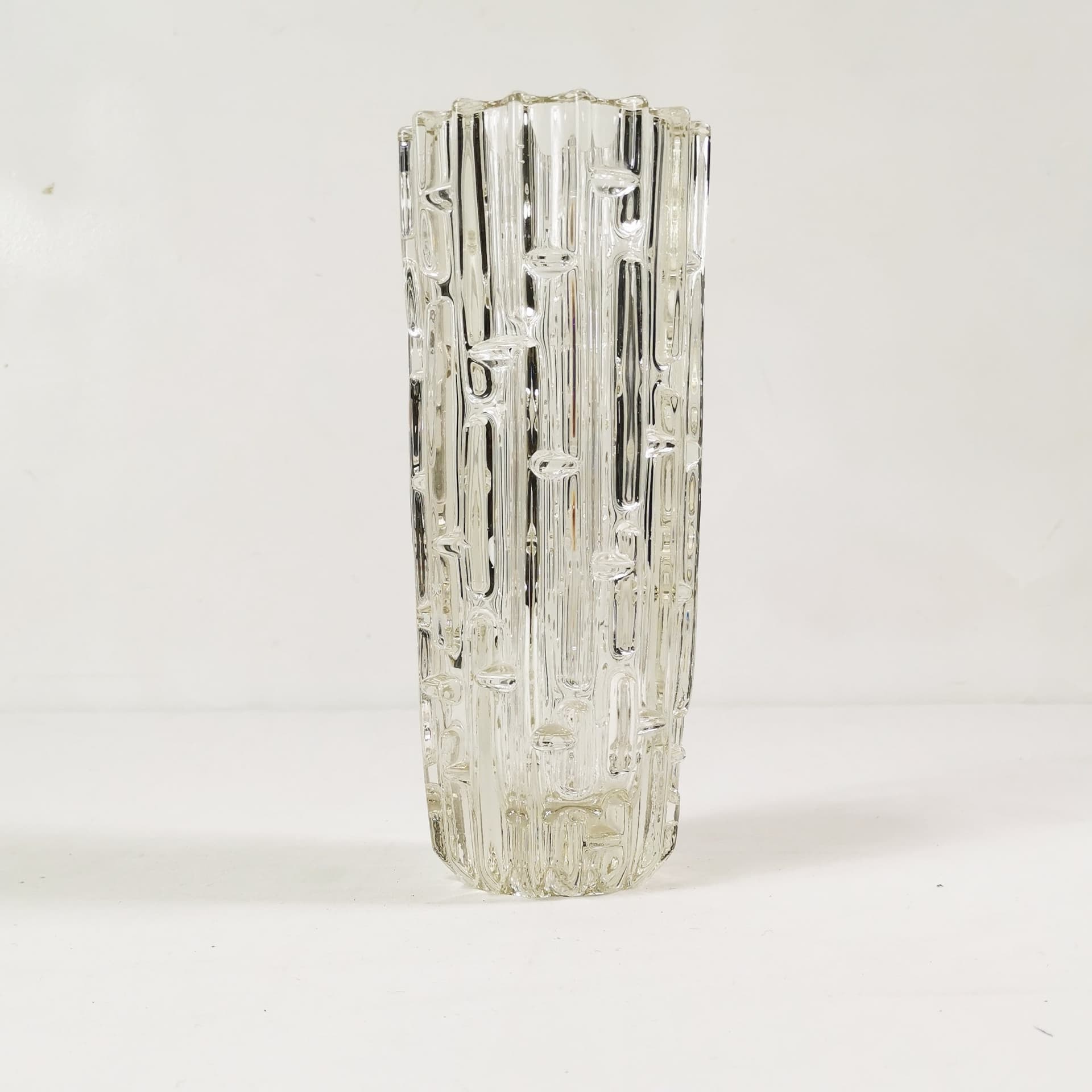 Vase Labyrint, transparent amber glass, by F. Vizner, Czechoslovakia, 1960s. - 345081