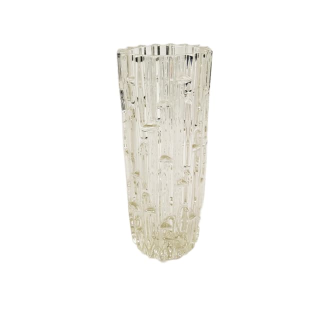Vase Labyrint, transparent amber glass, by F. Vizner, Czechoslovakia, 1960s. - DIMENSION