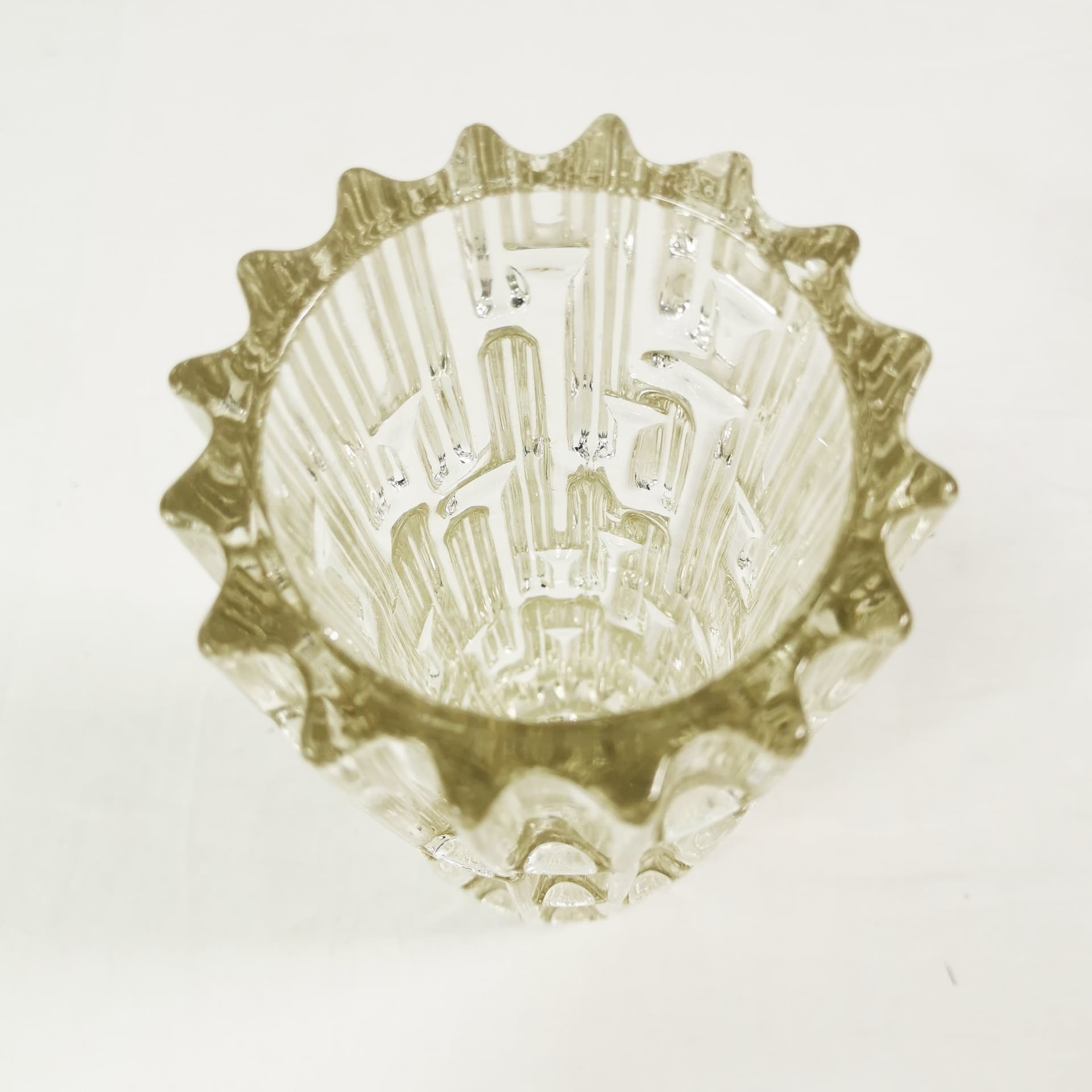 Vase Labyrint, transparent amber glass, by F. Vizner, Czechoslovakia, 1960s. - 345086