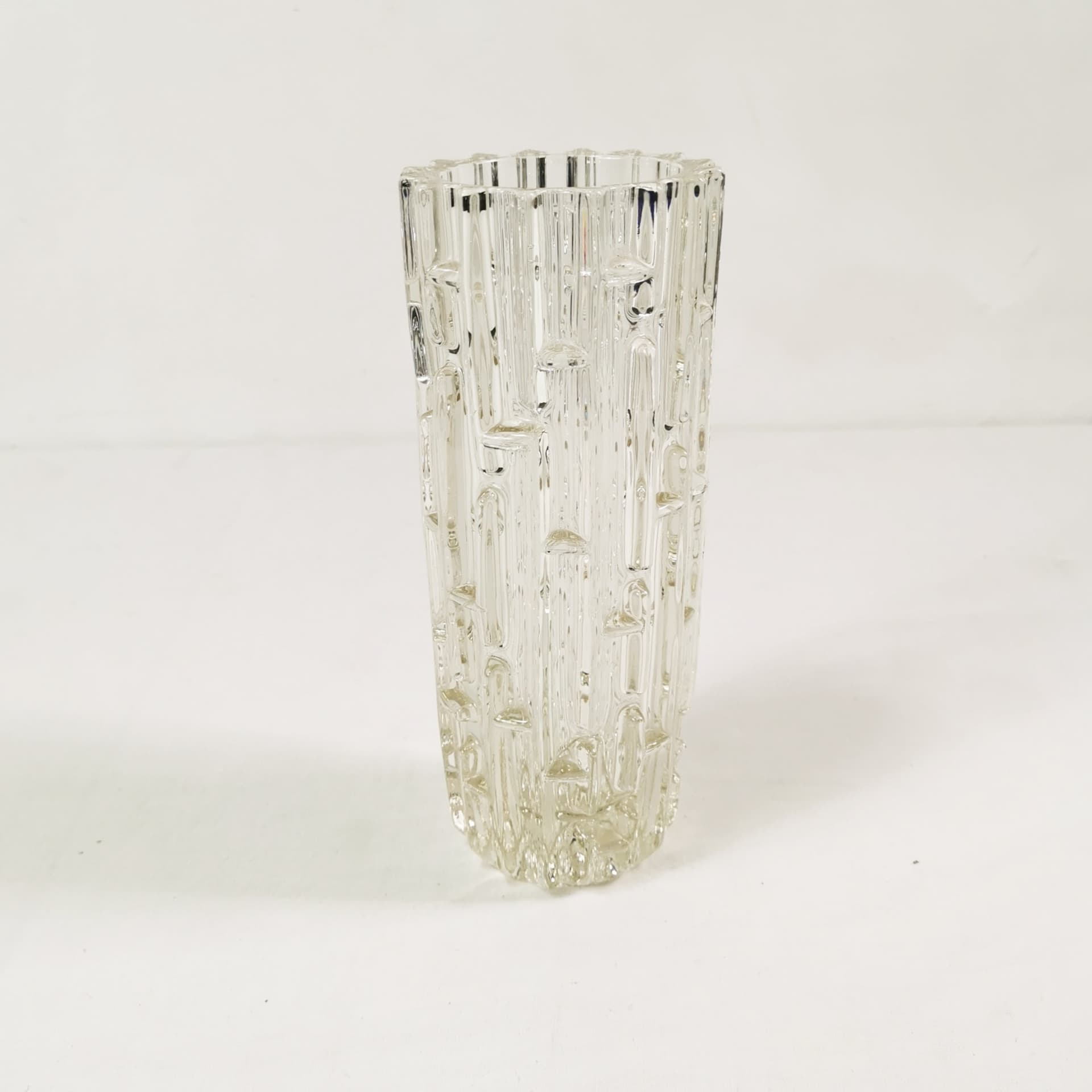 Vase Labyrint, transparent amber glass, by F. Vizner, Czechoslovakia, 1960s. - 345080
