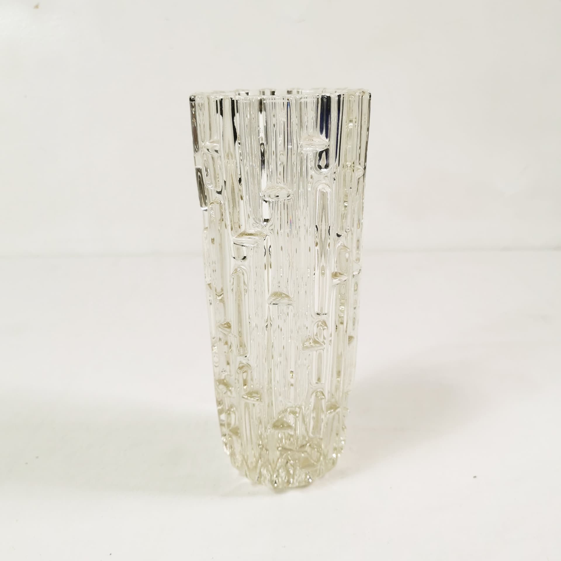 Vase Labyrint, transparent amber glass, by F. Vizner, Czechoslovakia, 1960s. - 345090