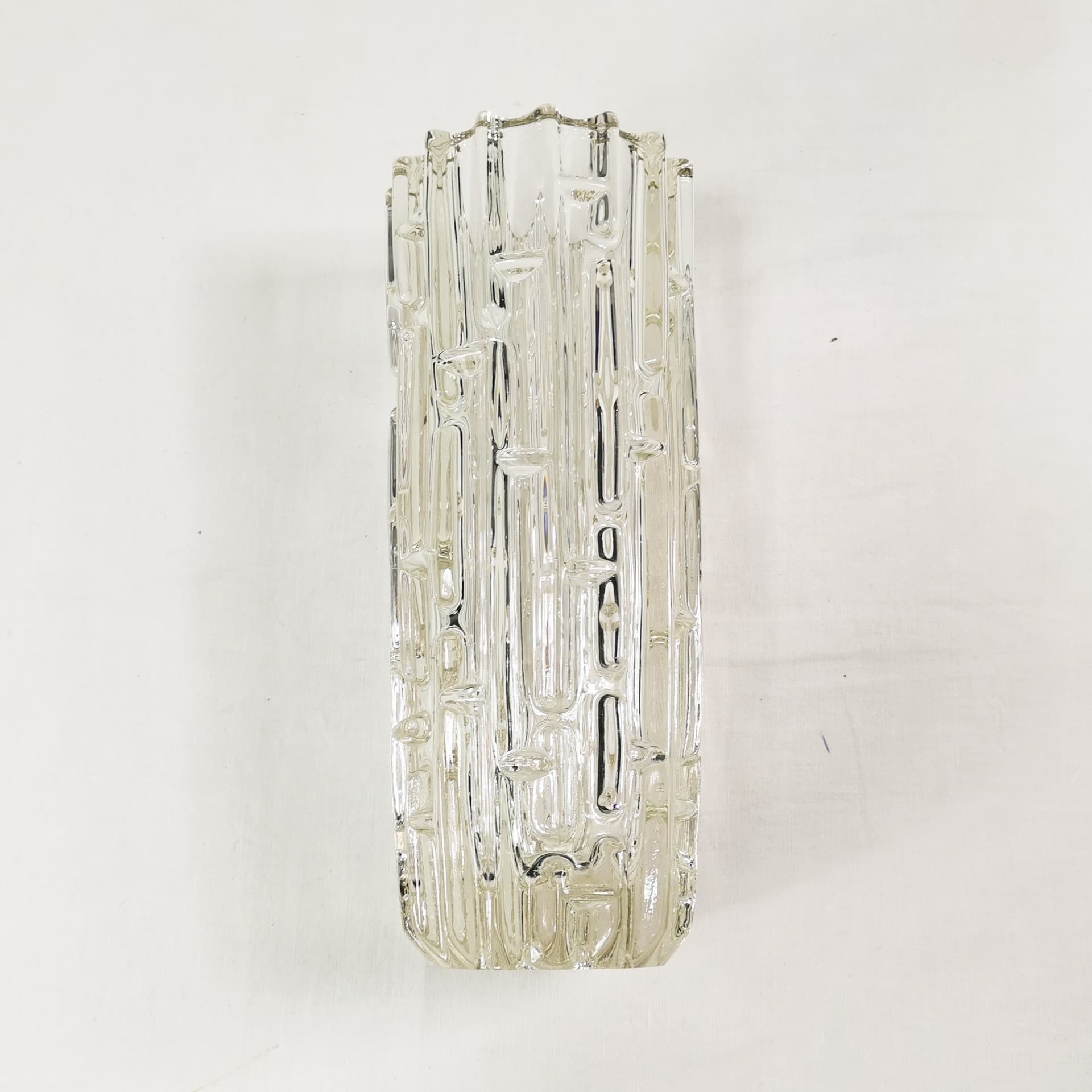 Vase Labyrint, transparent amber glass, by F. Vizner, Czechoslovakia, 1960s. - 345083