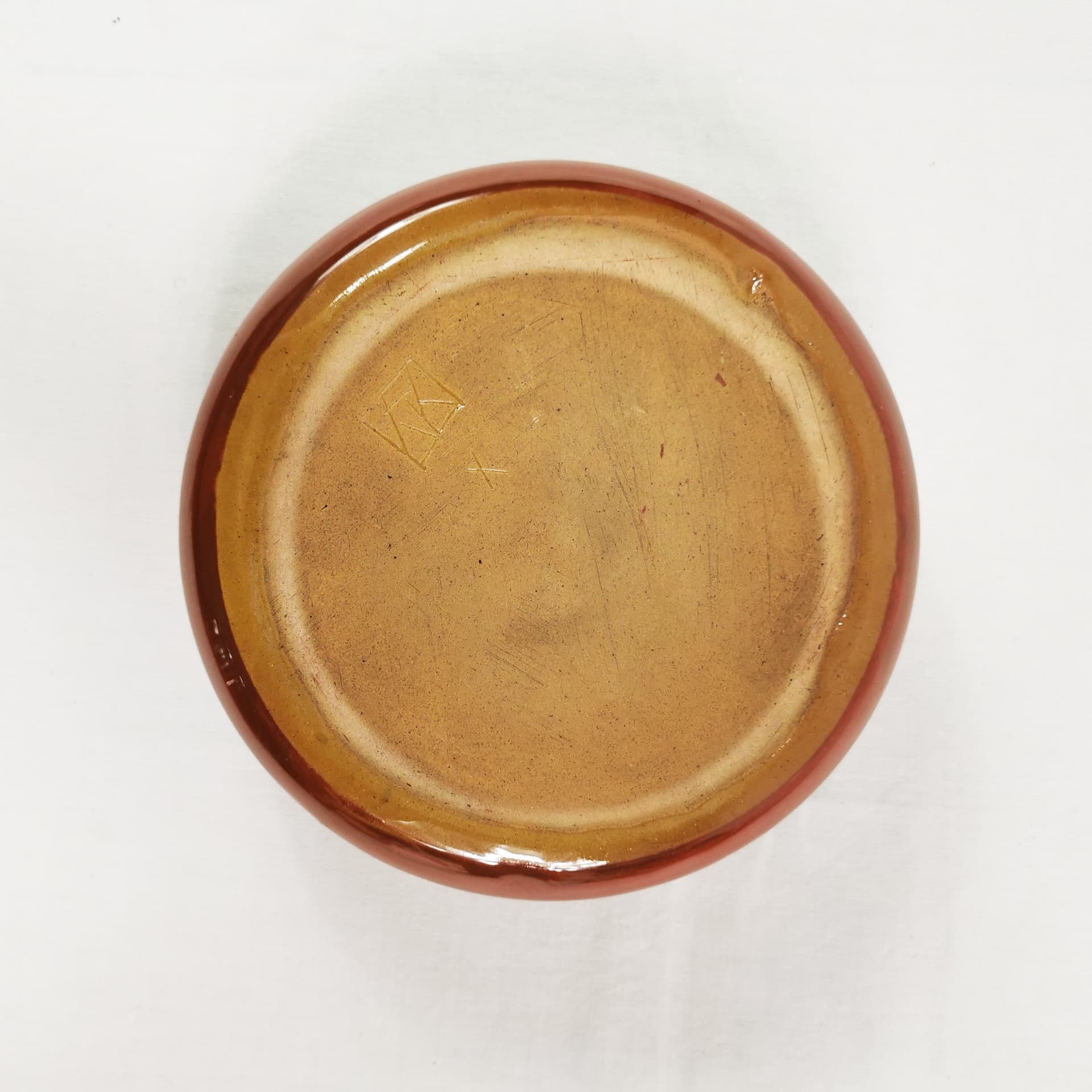 Ashtray, red ceramic, silver metal, by M. Lauger, Tonwerke Kandern, Germany, early 20th c. - 345105