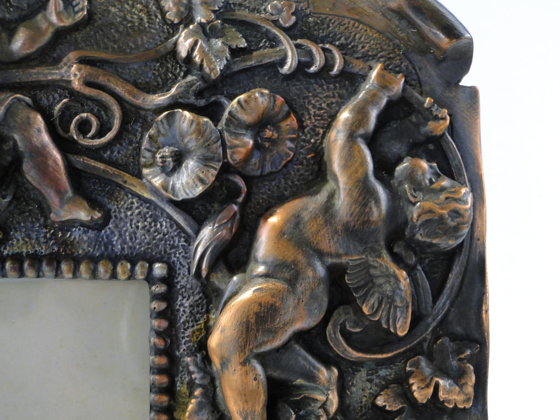Cabinet picture frame, fin de siècle, brown, coppered pewter, France, 1890s - 345165