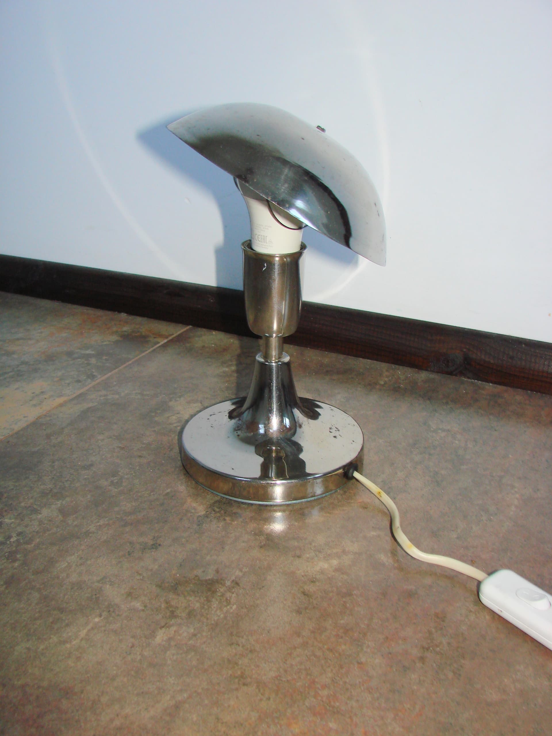 Table Lamp Space Age, silver, chrome-plated steel, Poland, 1960s. - 345210