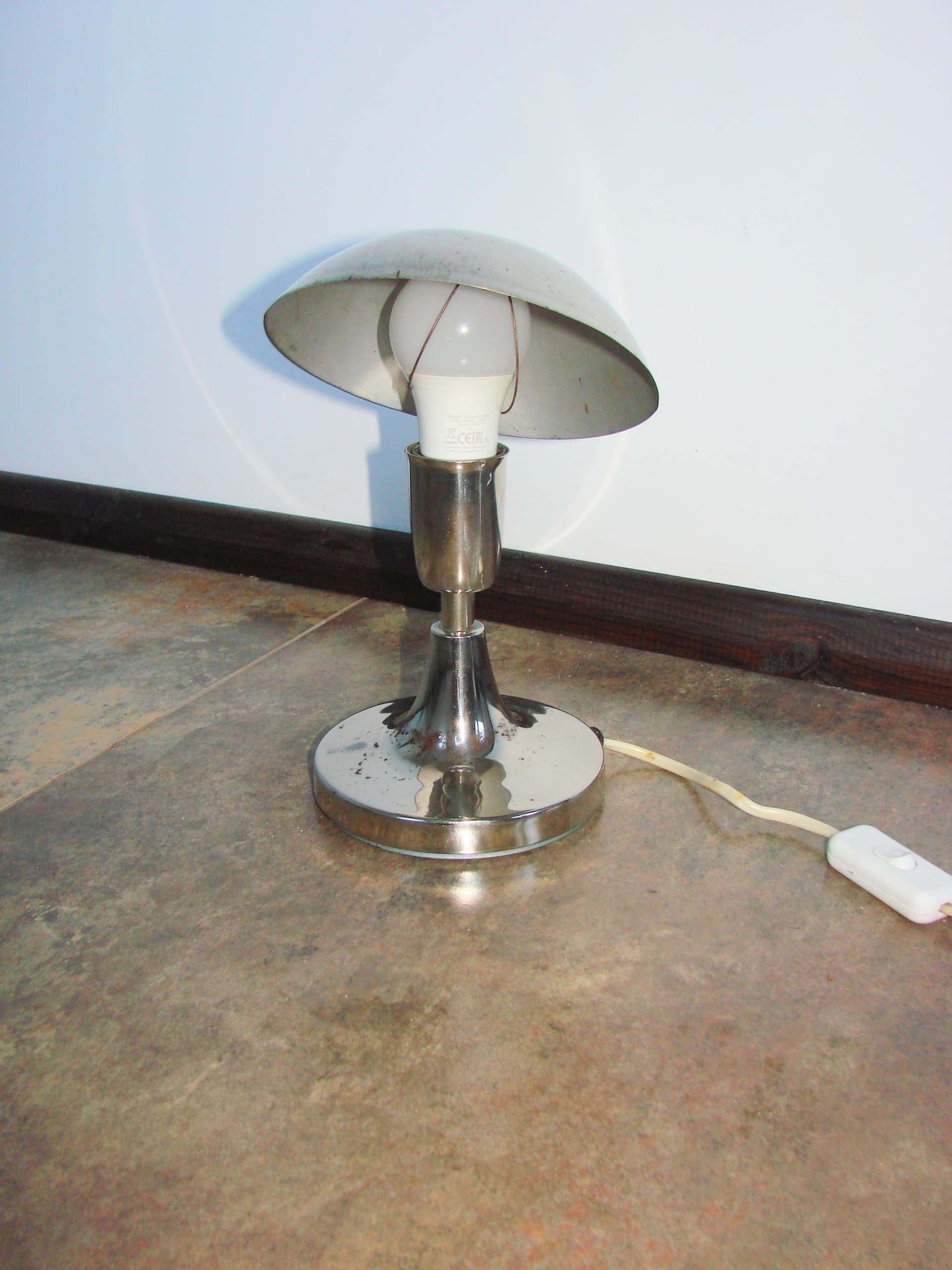Table Lamp Space Age, silver, chrome-plated steel, Poland, 1960s. - 345209