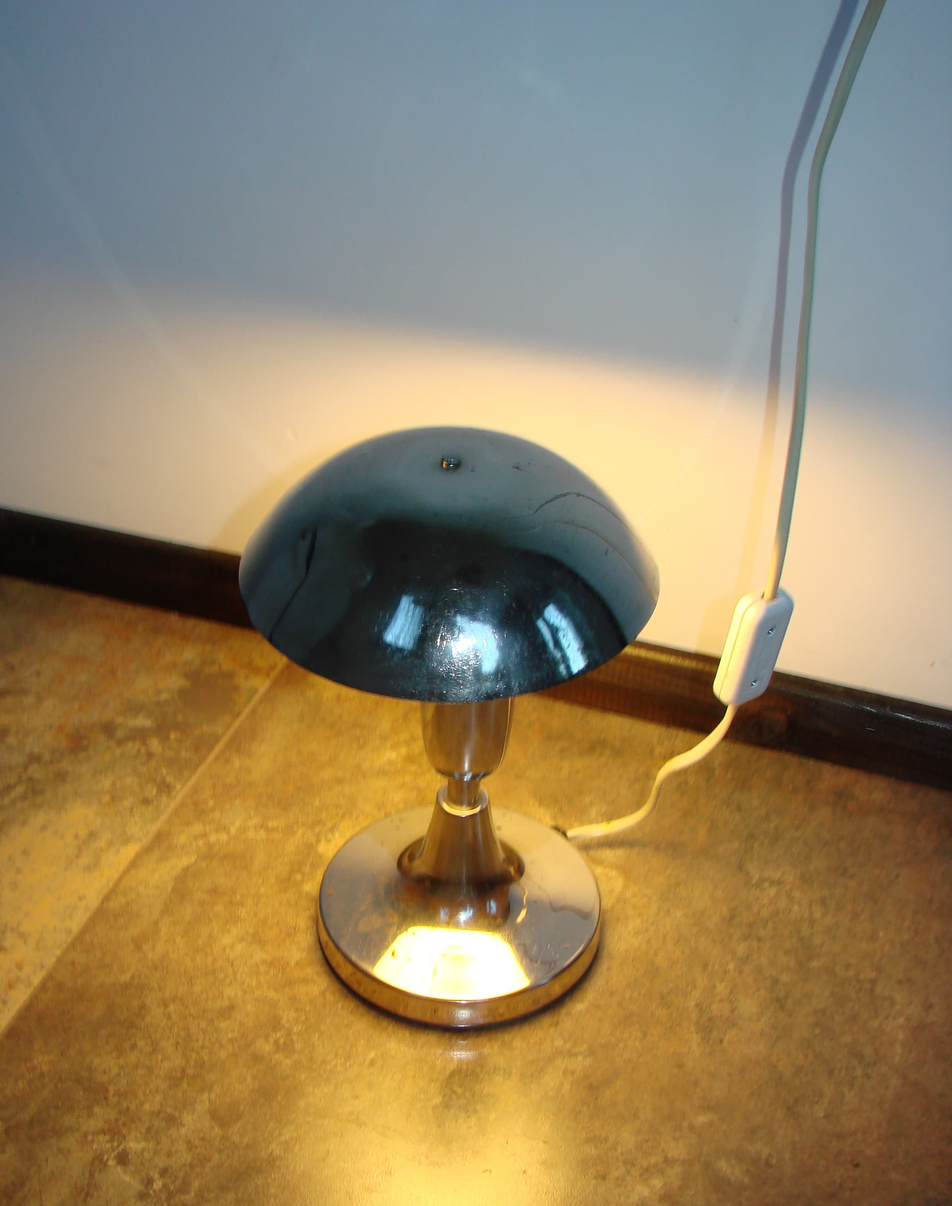 Table Lamp Space Age, silver, chrome-plated steel, Poland, 1960s. - 345204