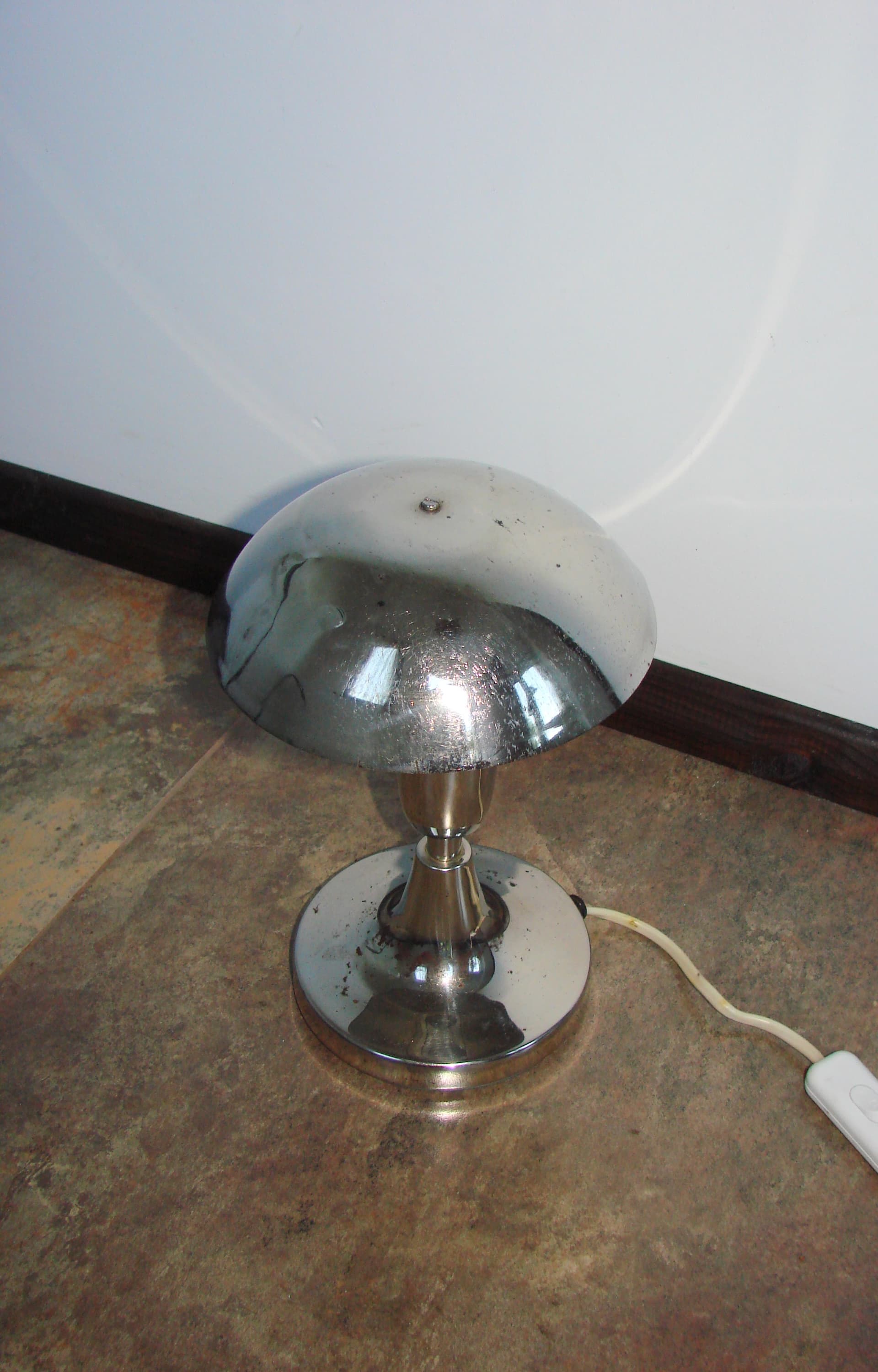 Table Lamp Space Age, silver, chrome-plated steel, Poland, 1960s. - 345207