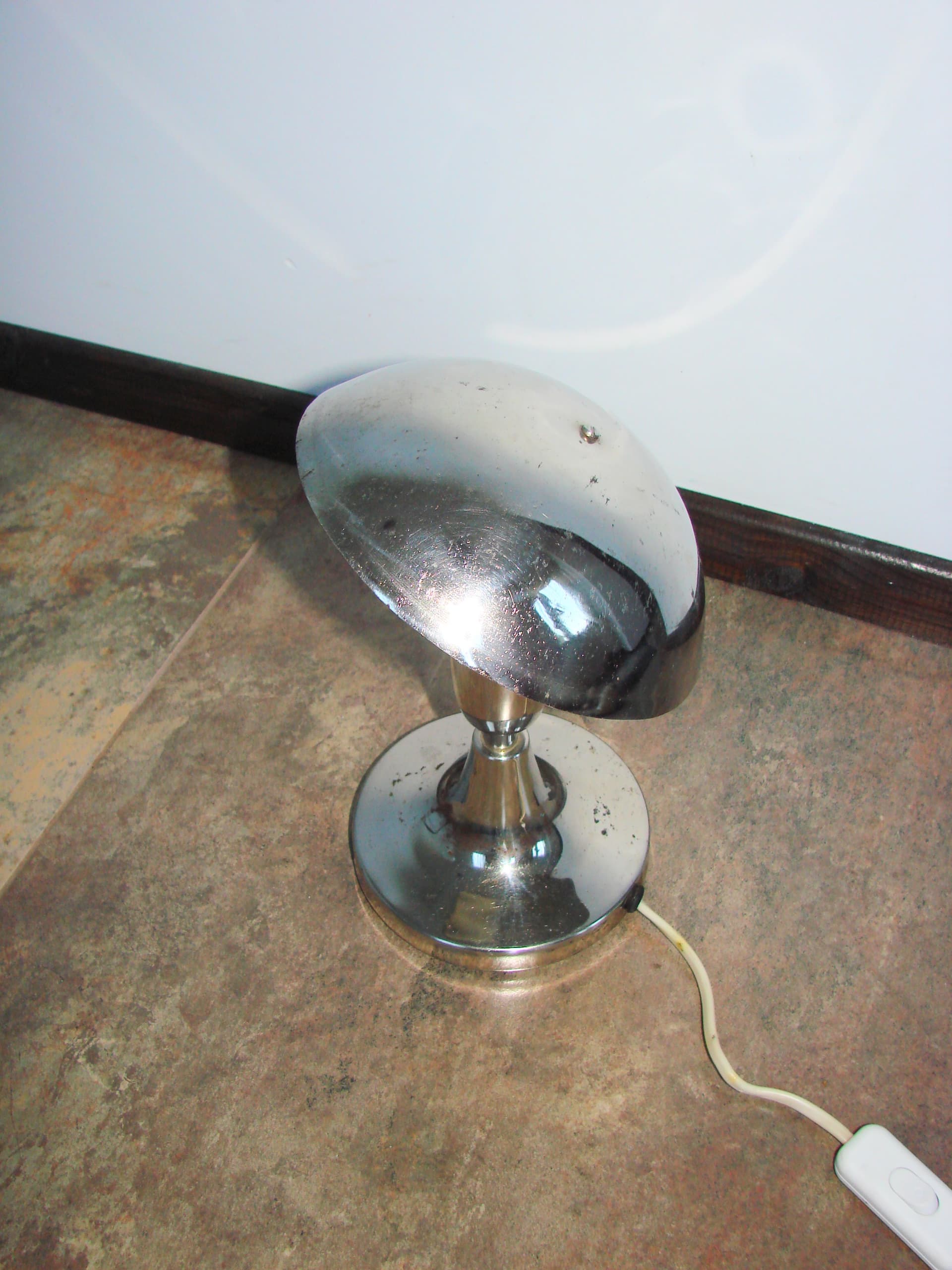 Table Lamp Space Age, silver, chrome-plated steel, Poland, 1960s. - 345211