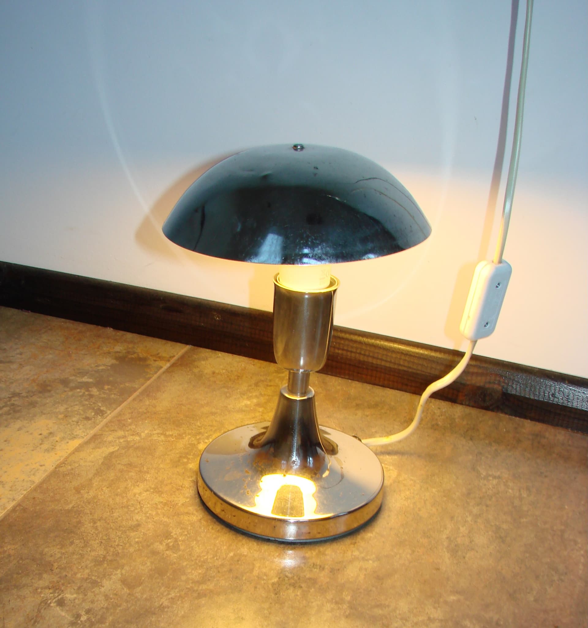 Table Lamp Space Age, silver, chrome-plated steel, Poland, 1960s. - 345203