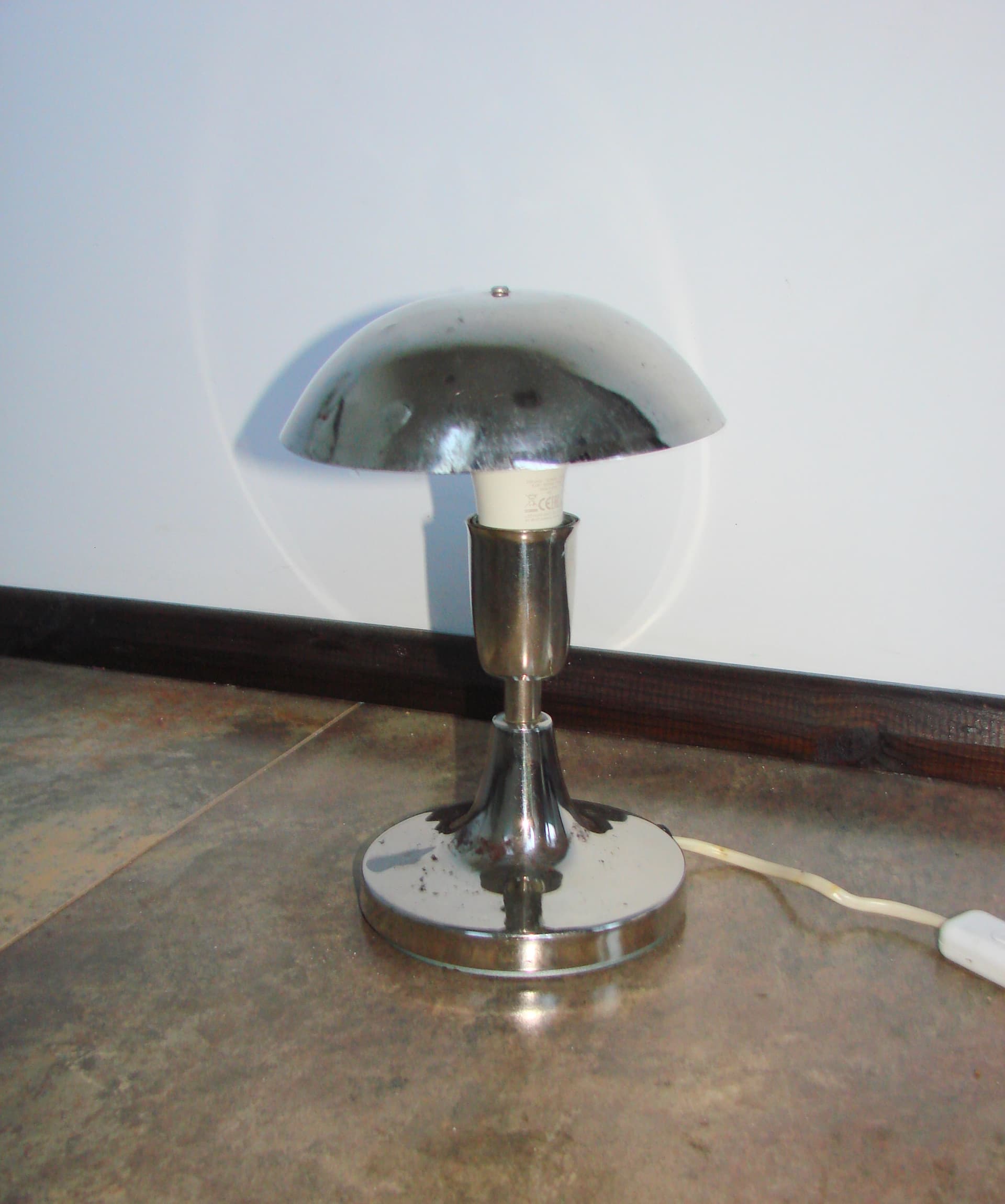 Table Lamp Space Age, silver, chrome-plated steel, Poland, 1960s. - 345208