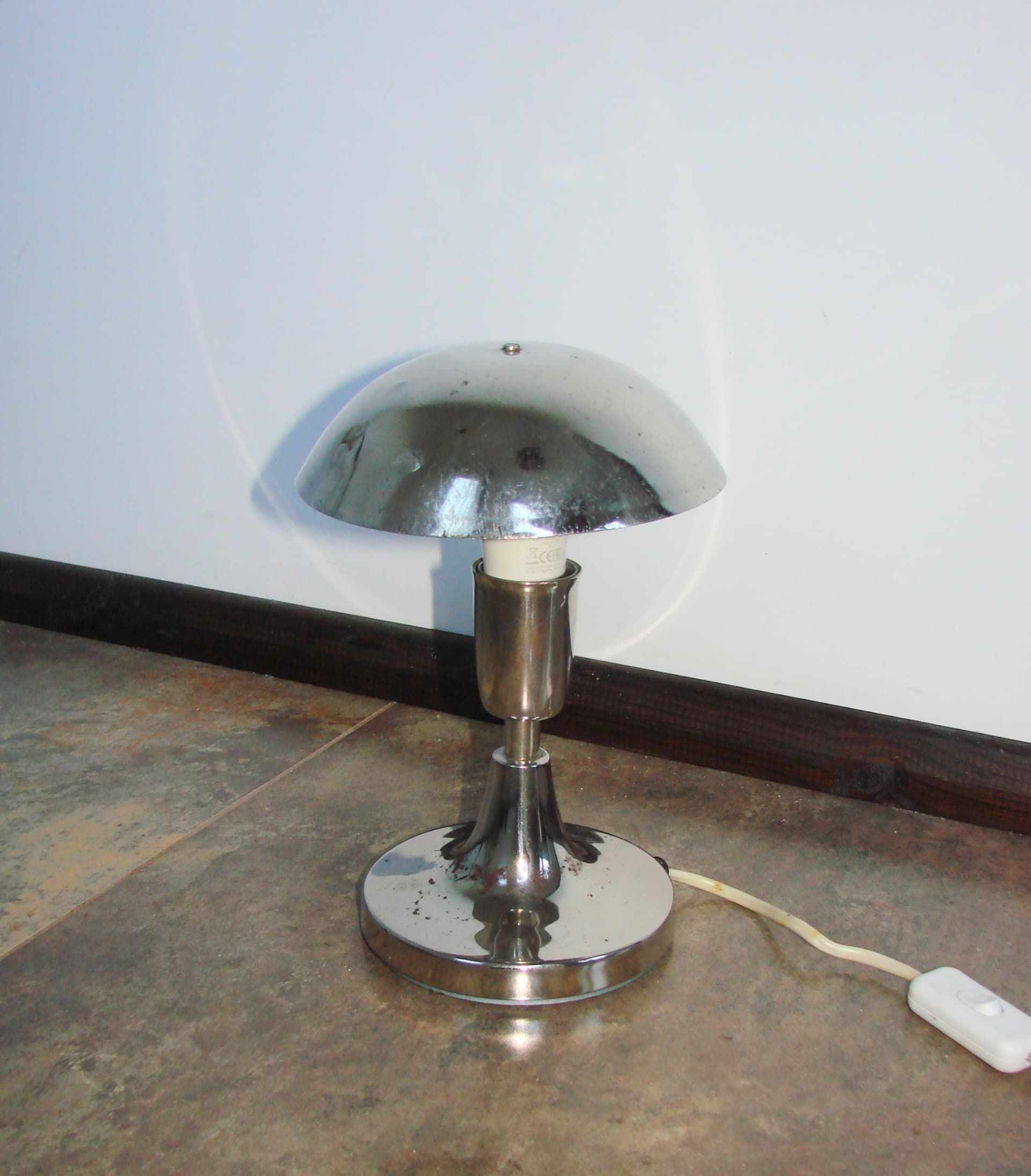 Table Lamp Space Age, silver, chrome-plated steel, Poland, 1960s. - 345205