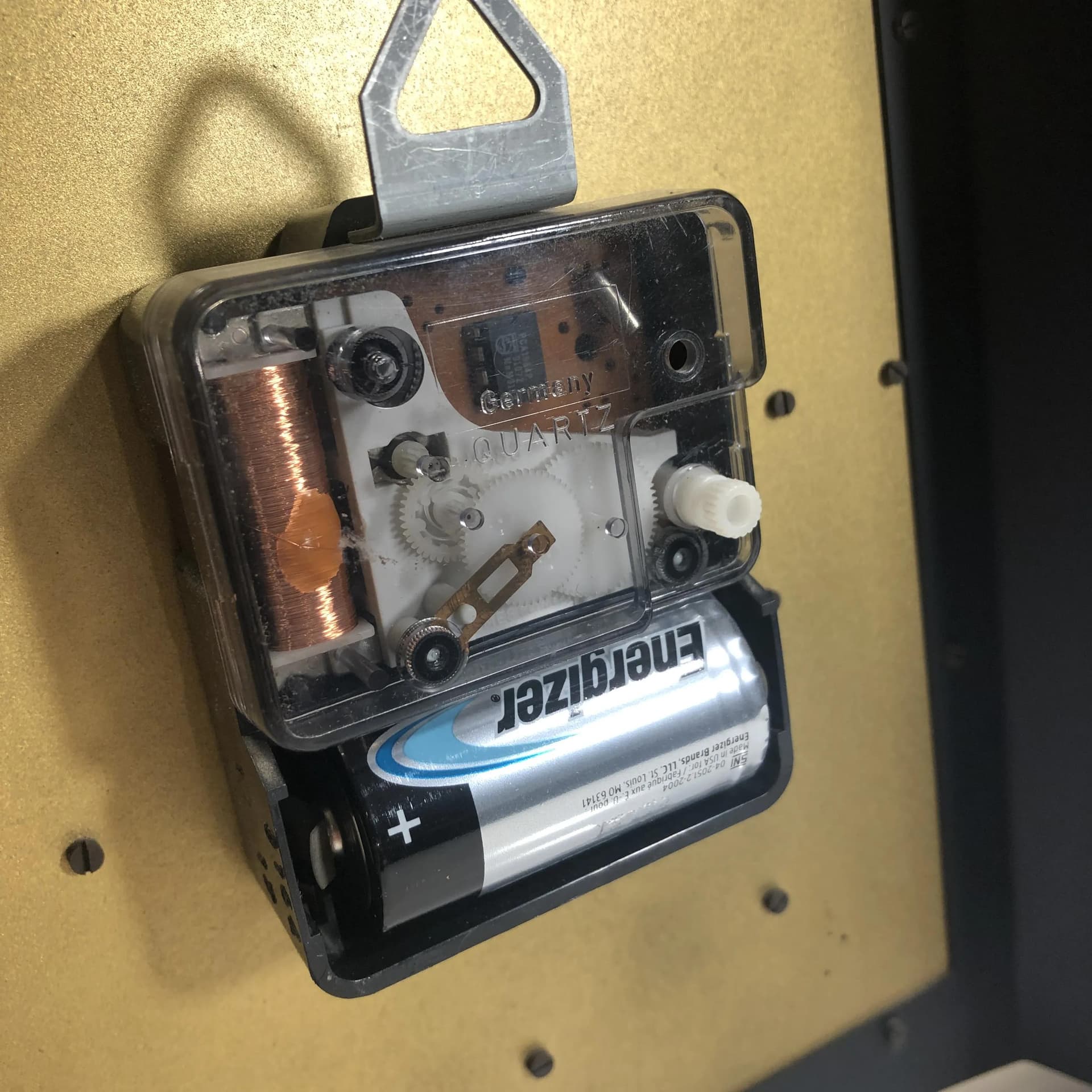 Zegar ścienny, Atlanta Electric, metal złoty, Niemcy, lata 80. - 25758