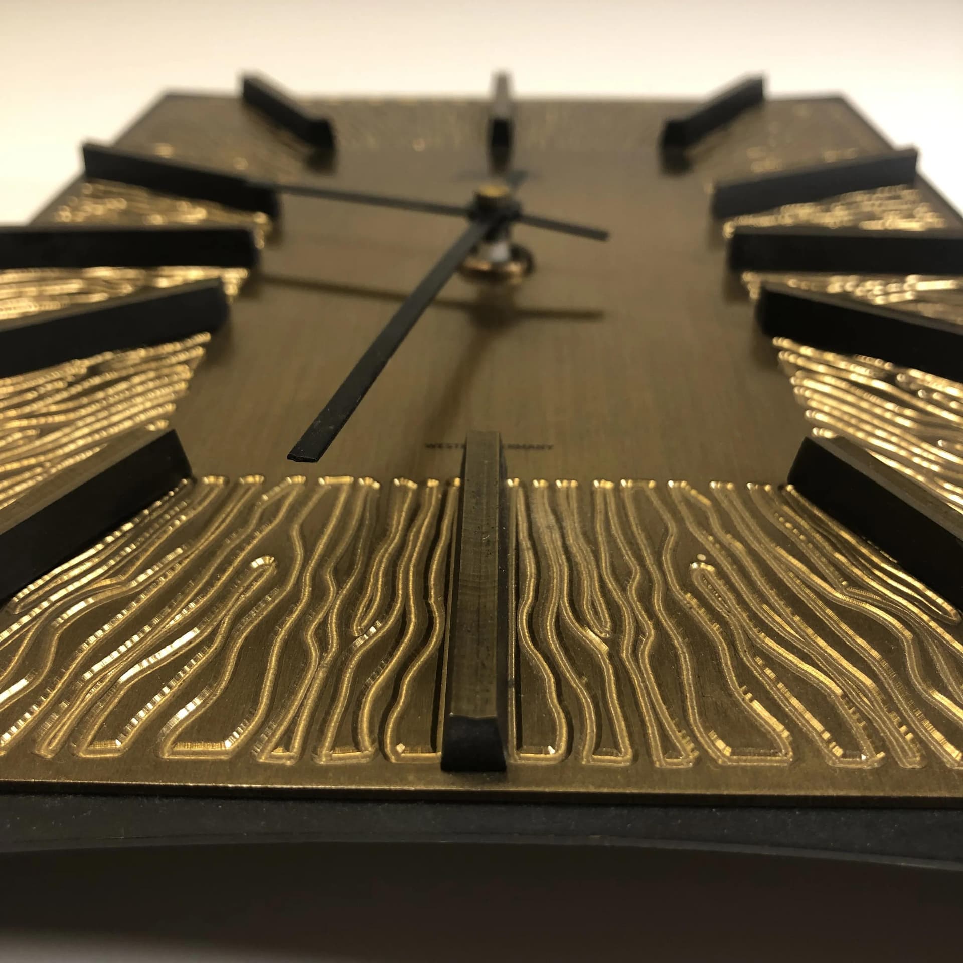 Zegar ścienny, Atlanta Electric, metal złoty, Niemcy, lata 80. - 25762