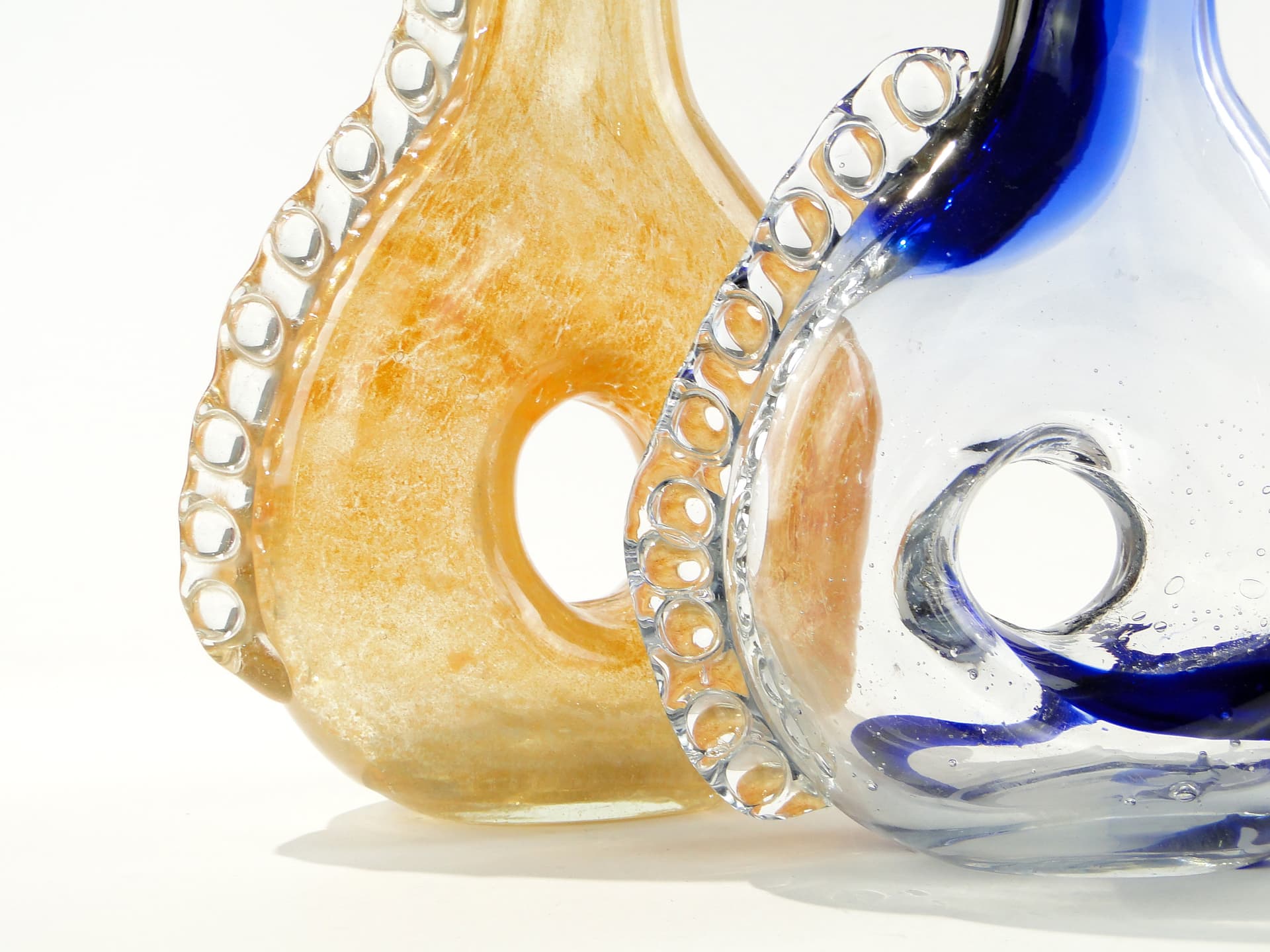 Vase Smok, gold beige transparent glass, by J. Górski, Poland, 1960s. - 345294