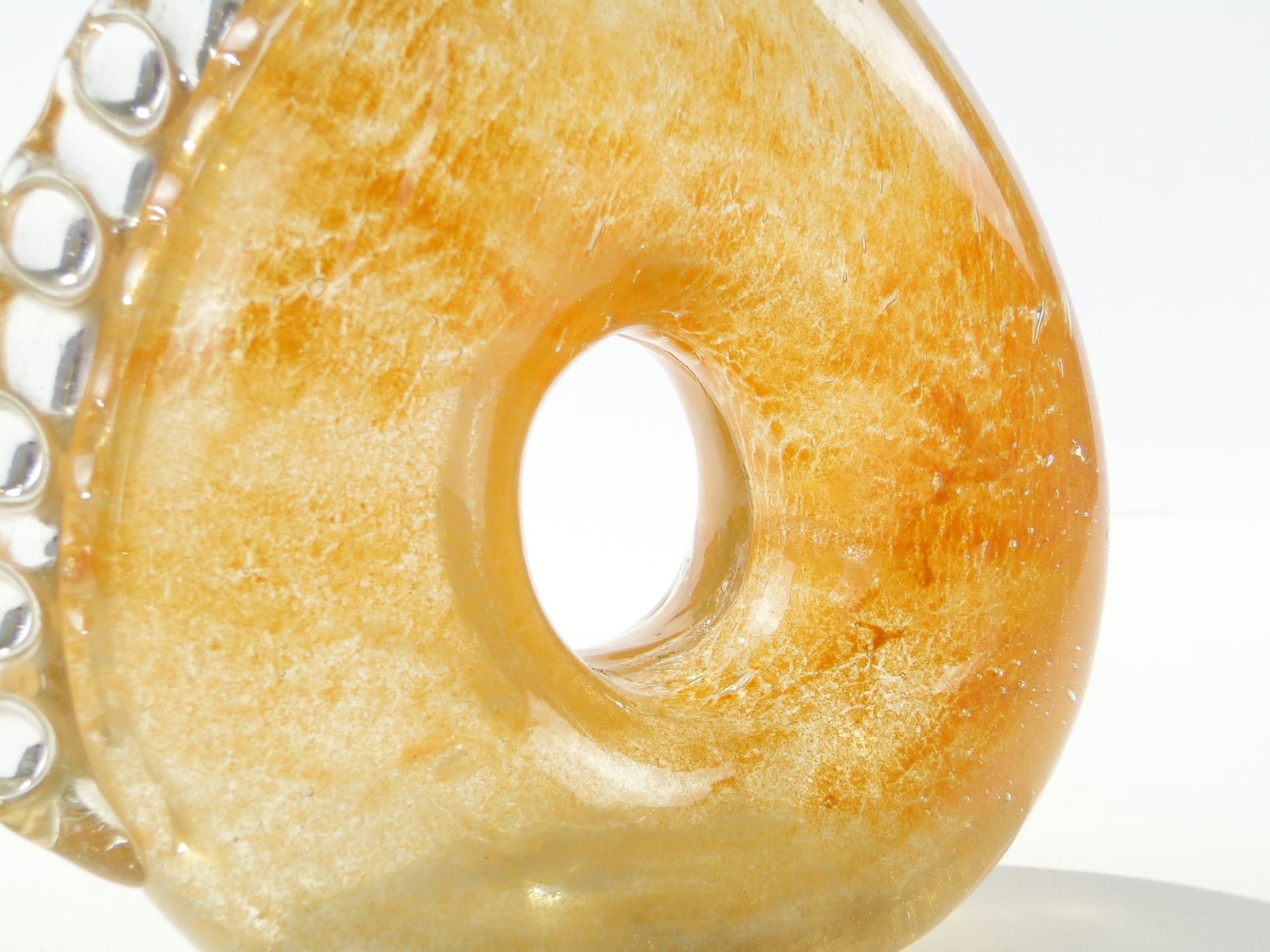 Vase Smok, gold beige transparent glass, by J. Górski, Poland, 1960s. - 345285