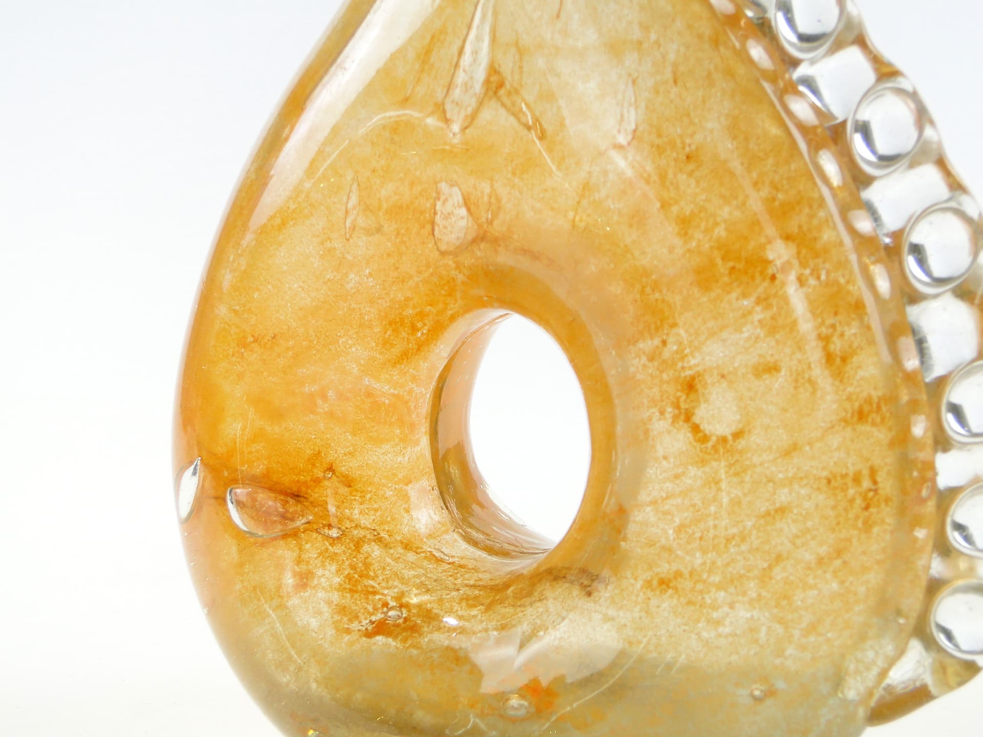 Vase Smok, gold beige transparent glass, by J. Górski, Poland, 1960s. - 345286