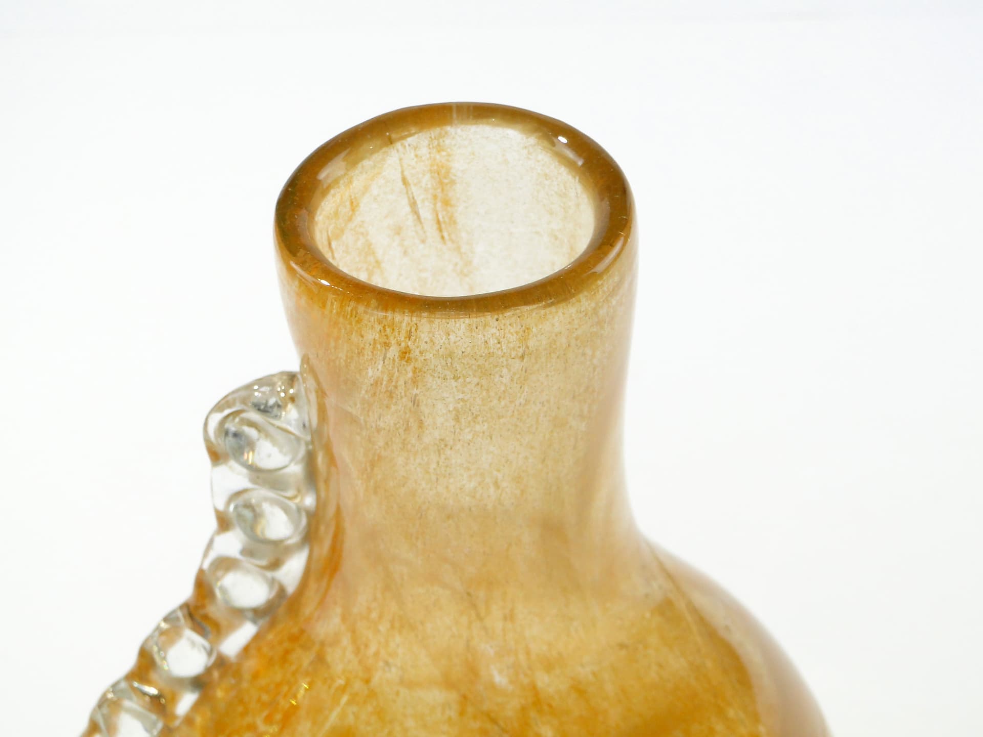 Vase Smok, gold beige transparent glass, by J. Górski, Poland, 1960s. - 345296