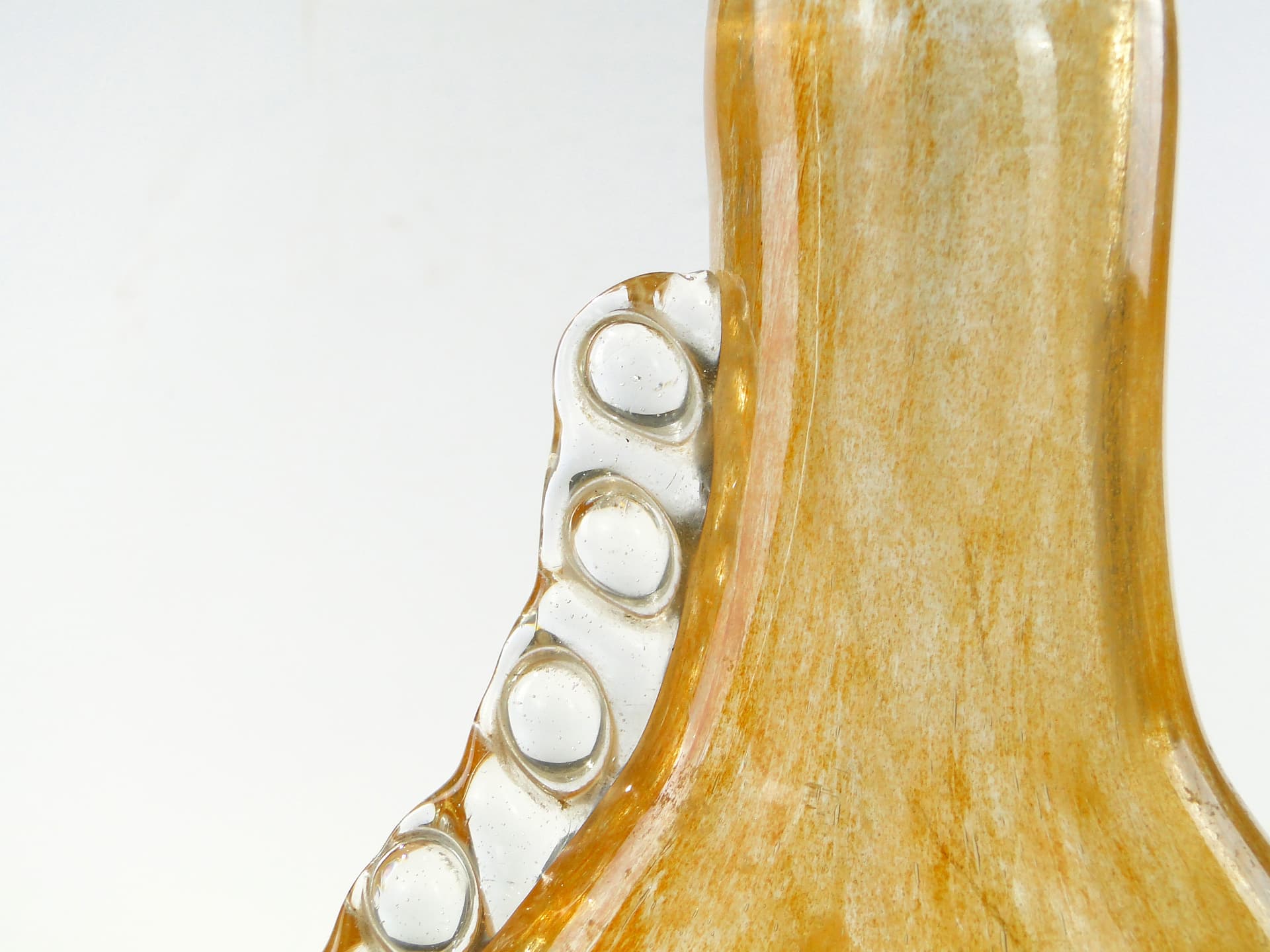 Vase Smok, gold beige transparent glass, by J. Górski, Poland, 1960s. - 345295