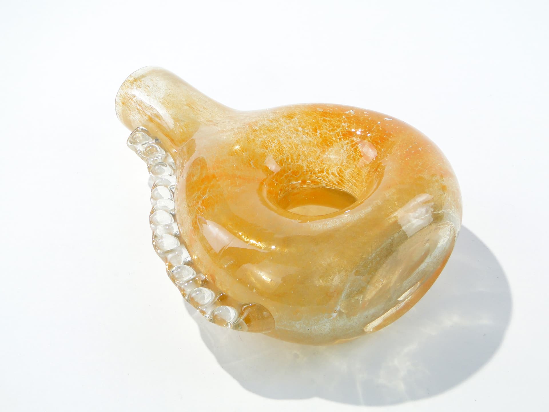 Vase Smok, gold beige transparent glass, by J. Górski, Poland, 1960s. - 345290