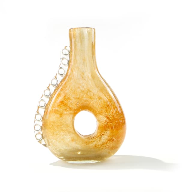 Vase Smok, gold beige transparent glass, by J. Górski, Poland, 1960s. - DIMENSION
