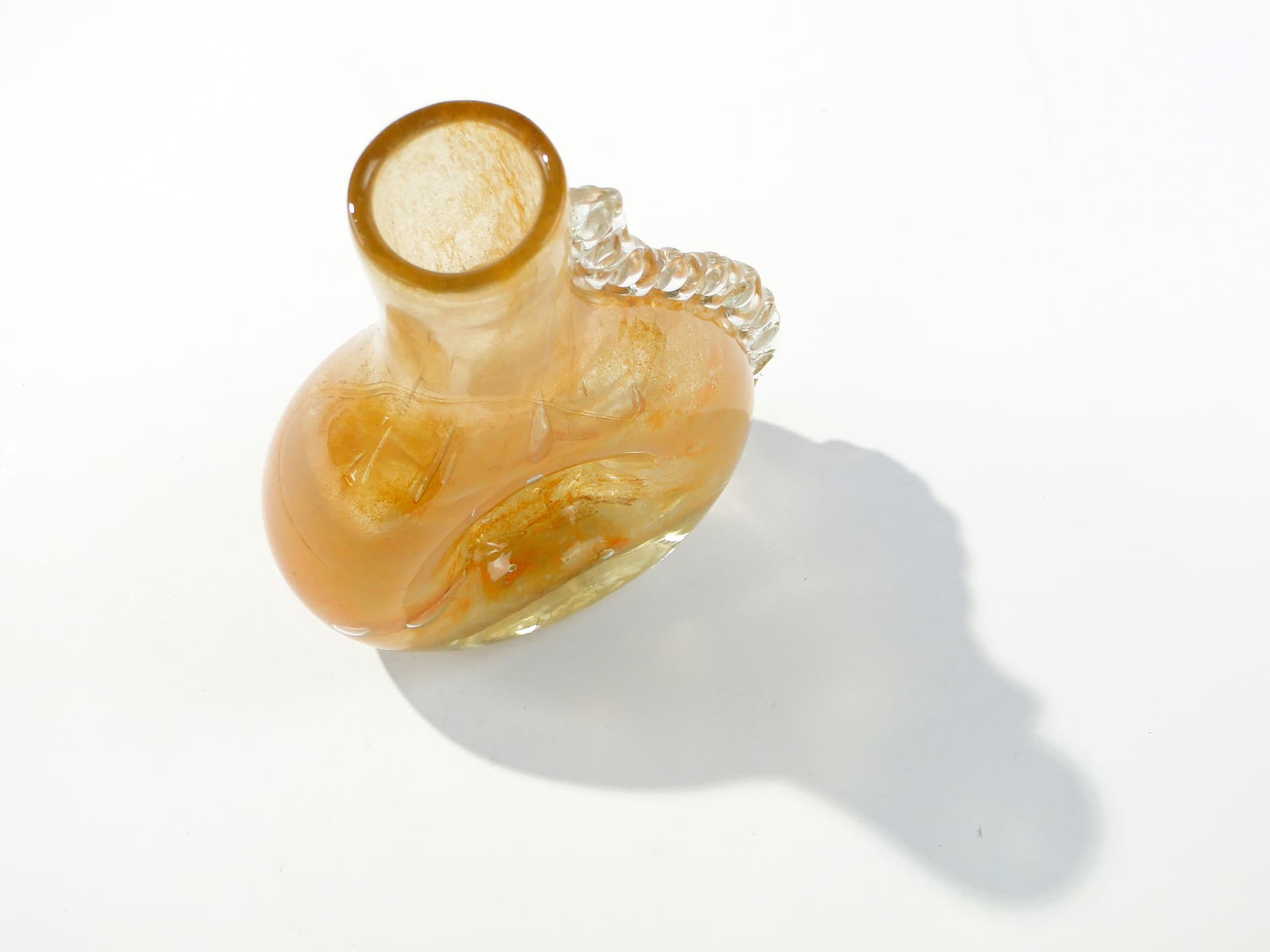 Vase Smok, gold beige transparent glass, by J. Górski, Poland, 1960s. - 345288