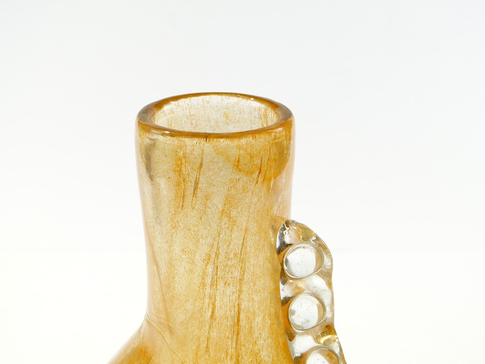 Vase Smok, gold beige transparent glass, by J. Górski, Poland, 1960s. - 345287