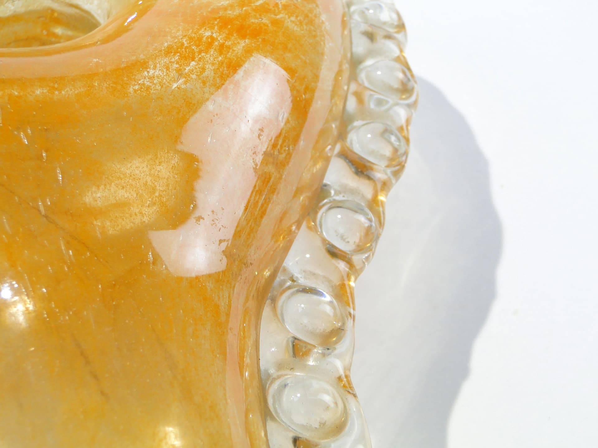 Vase Smok, gold beige transparent glass, by J. Górski, Poland, 1960s. - 345289